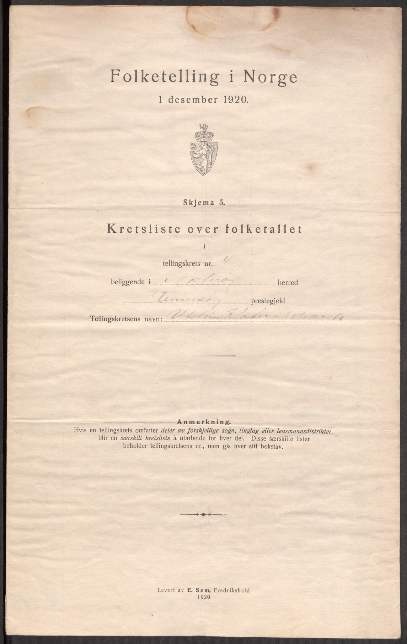 SAST, 1920 census for Mosterøy, 1920, p. 20