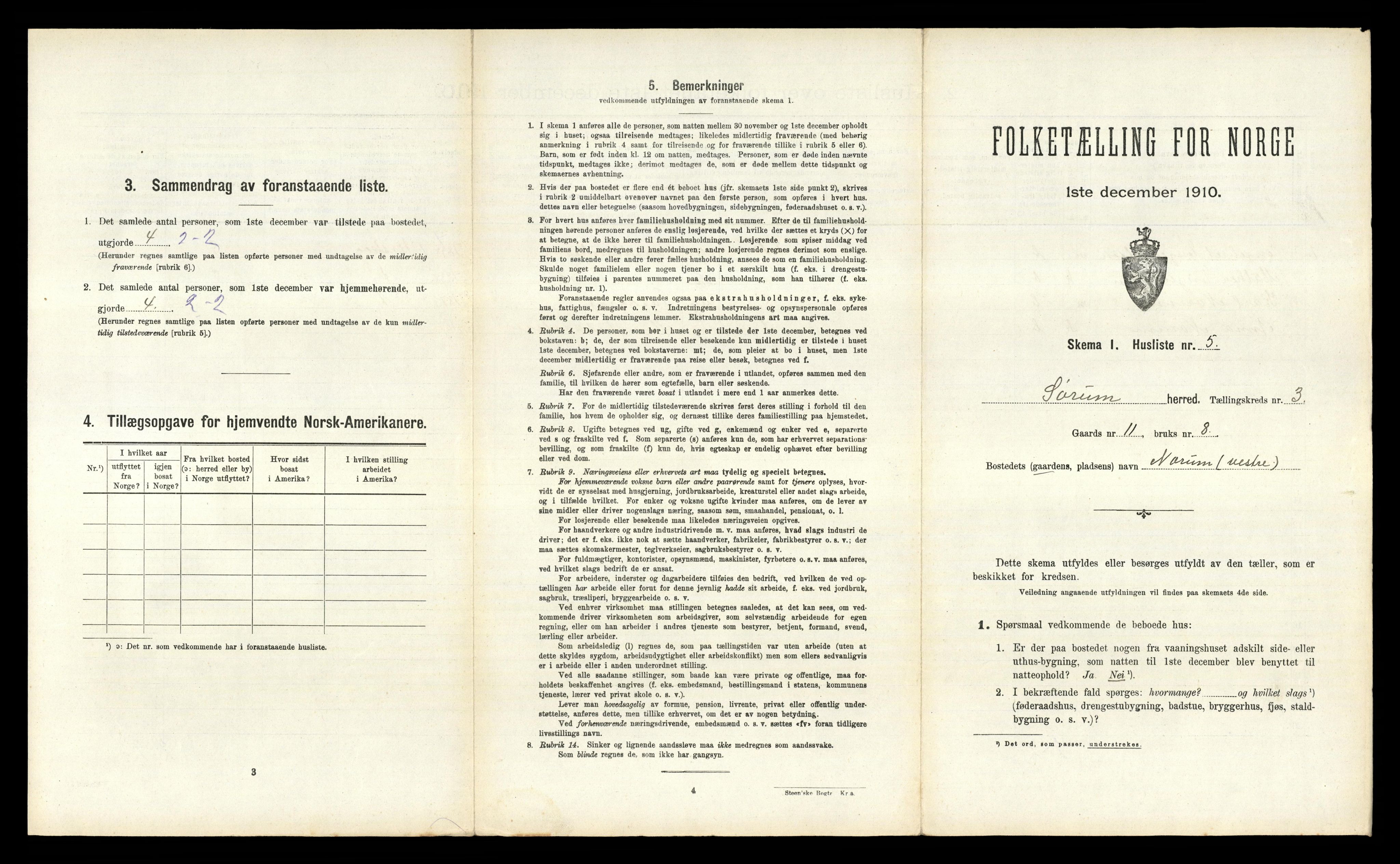 RA, 1910 census for Sørum, 1910, p. 209