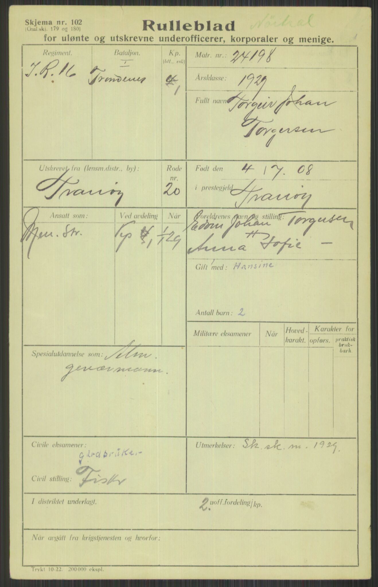 Forsvaret, Troms infanteriregiment nr. 16, AV/RA-RAFA-3146/P/Pa/L0013/0004: Rulleblad / Rulleblad for regimentets menige mannskaper, årsklasse 1929, 1929, p. 1271