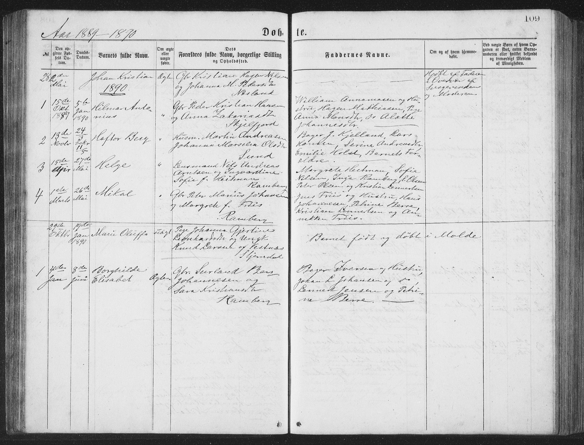 Ministerialprotokoller, klokkerbøker og fødselsregistre - Nordland, AV/SAT-A-1459/885/L1213: Parish register (copy) no. 885C02, 1874-1892, p. 109