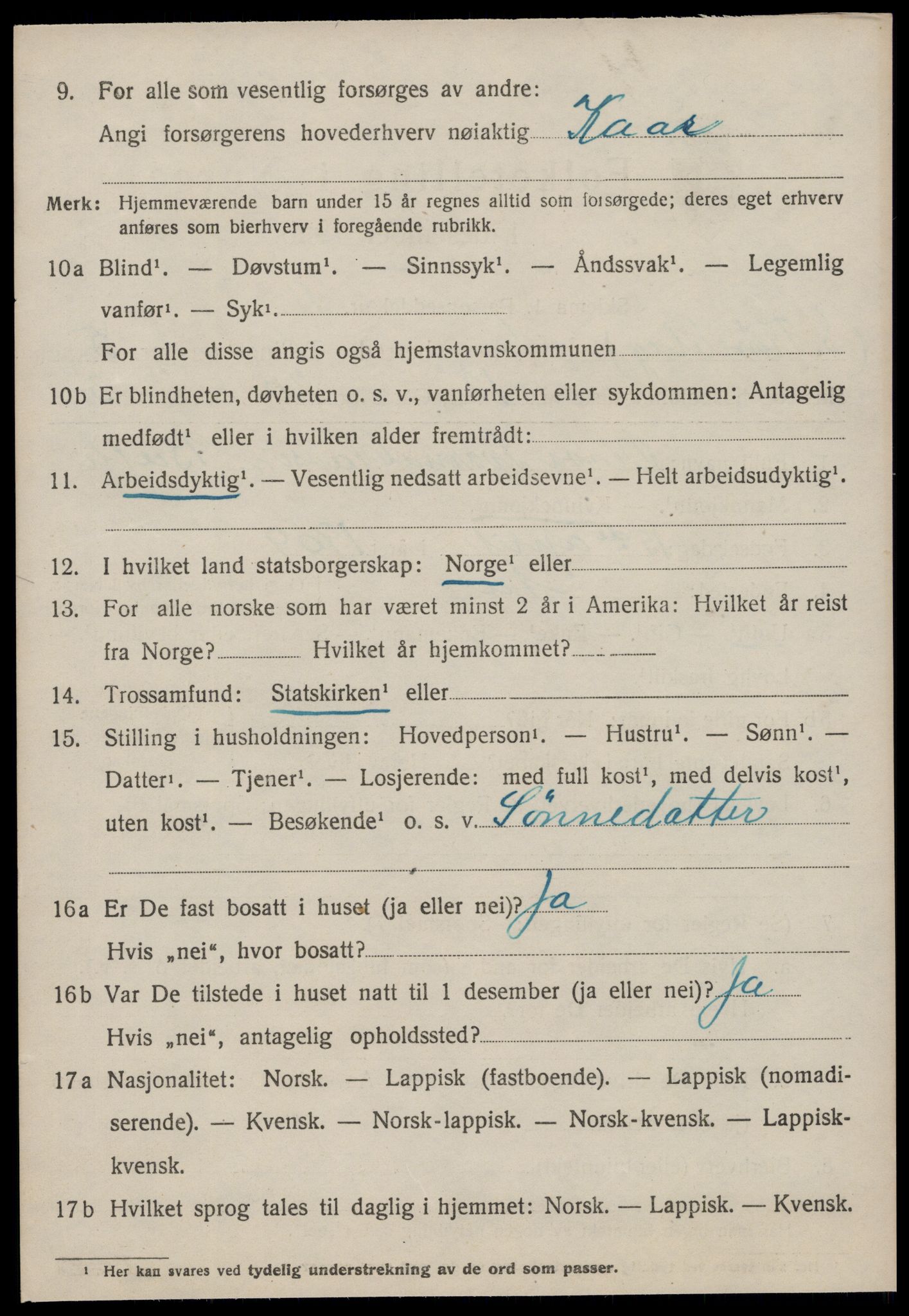 SAT, 1920 census for Å, 1920, p. 2401