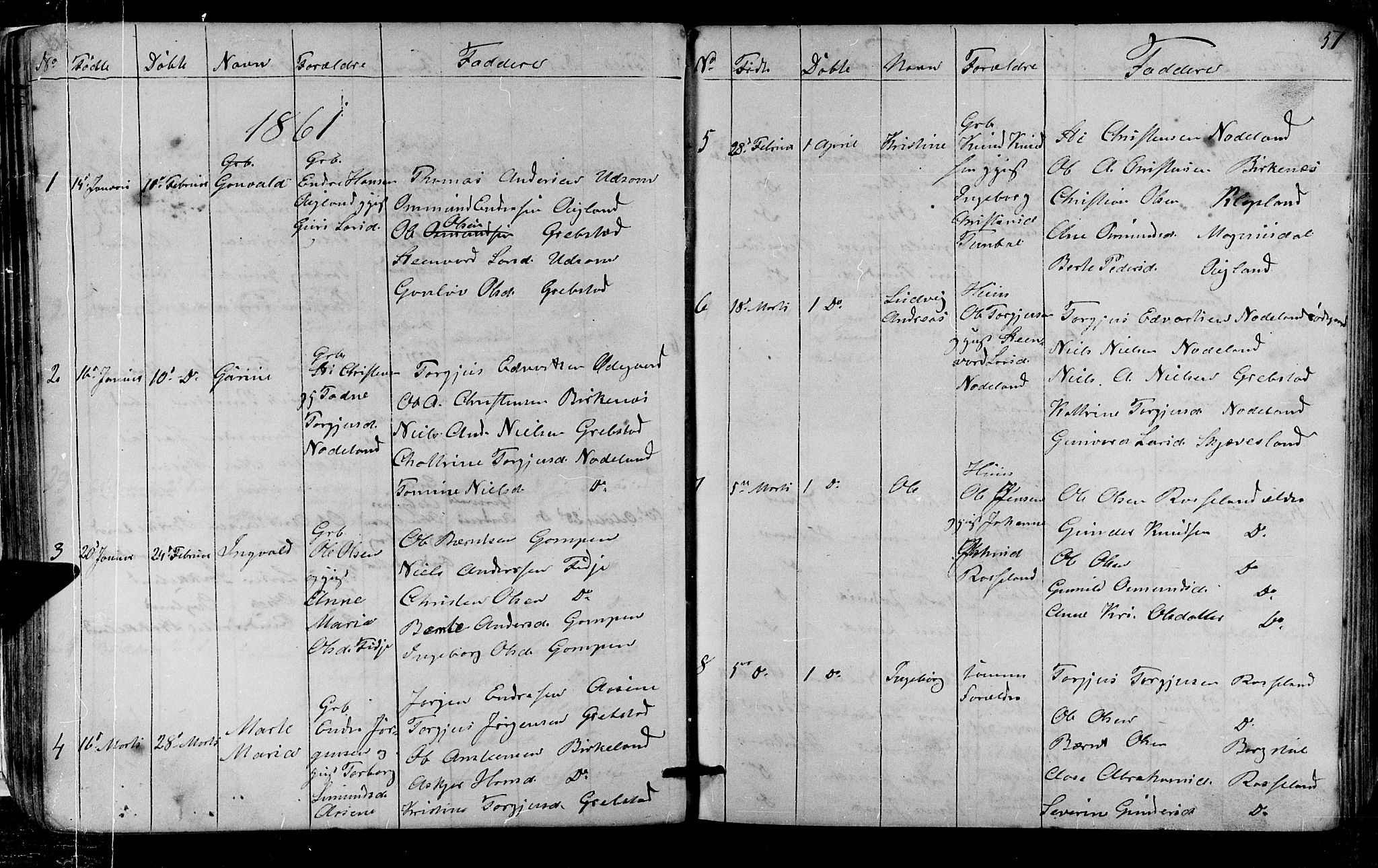 Søgne sokneprestkontor, SAK/1111-0037/F/Fb/Fba/L0002: Parish register (copy) no. B 2, 1848-1873, p. 51