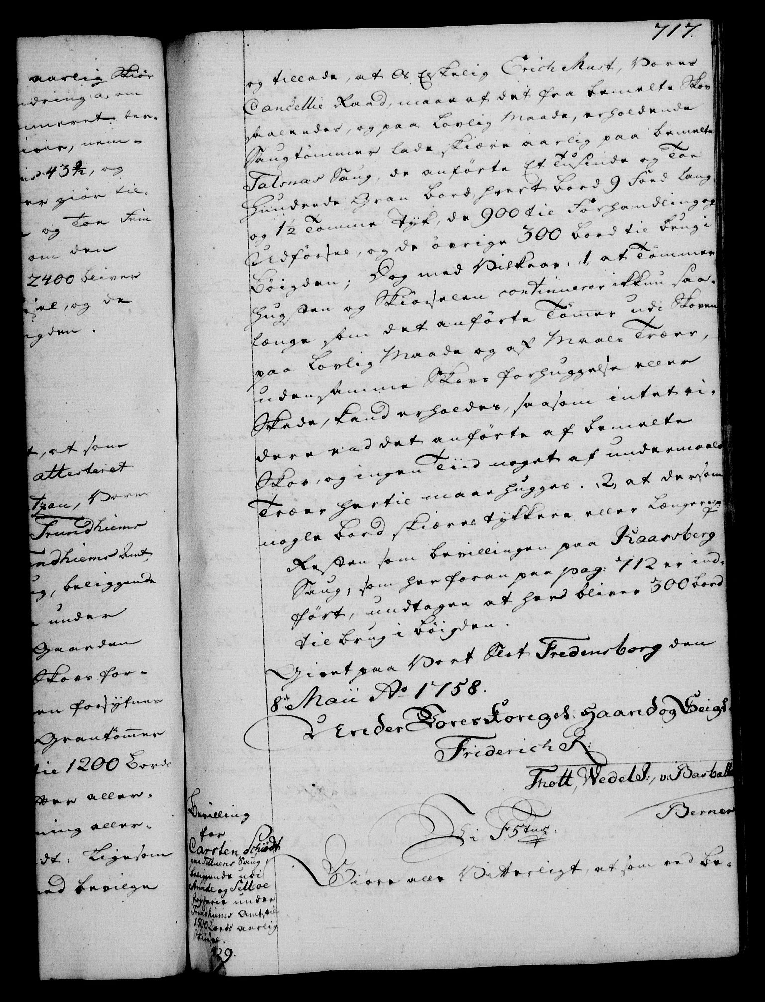 Rentekammeret, Kammerkanselliet, RA/EA-3111/G/Gg/Gga/L0006: Norsk ekspedisjonsprotokoll med register (merket RK 53.6), 1749-1759, p. 717