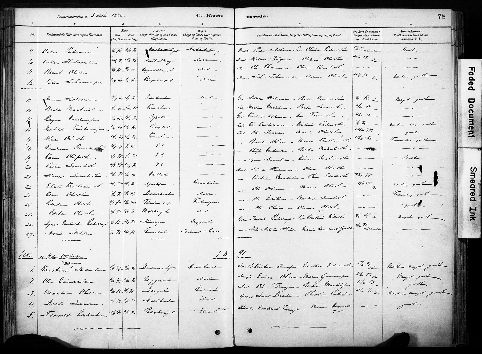 Hof prestekontor, AV/SAH-PREST-038/H/Ha/Haa/L0011: Parish register (official) no. 11, 1879-1911, p. 78