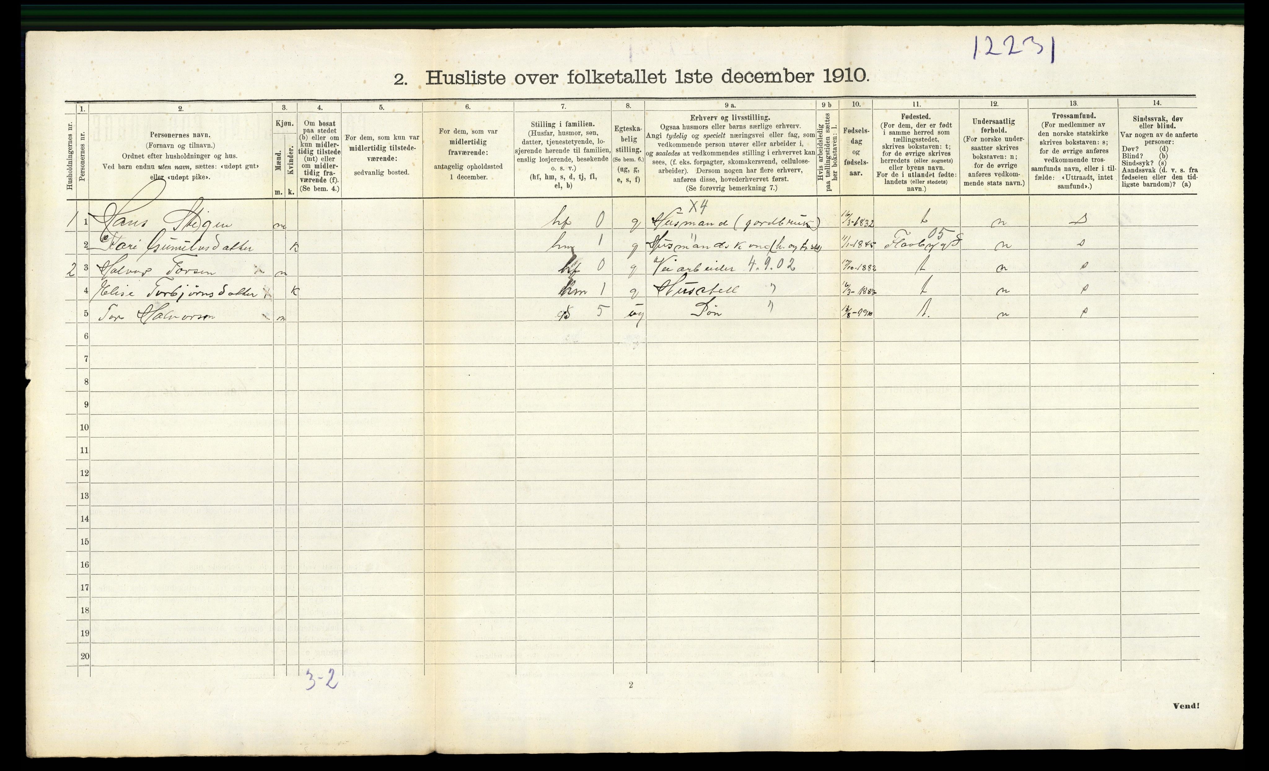 RA, 1910 census for Drangedal, 1910, p. 1372