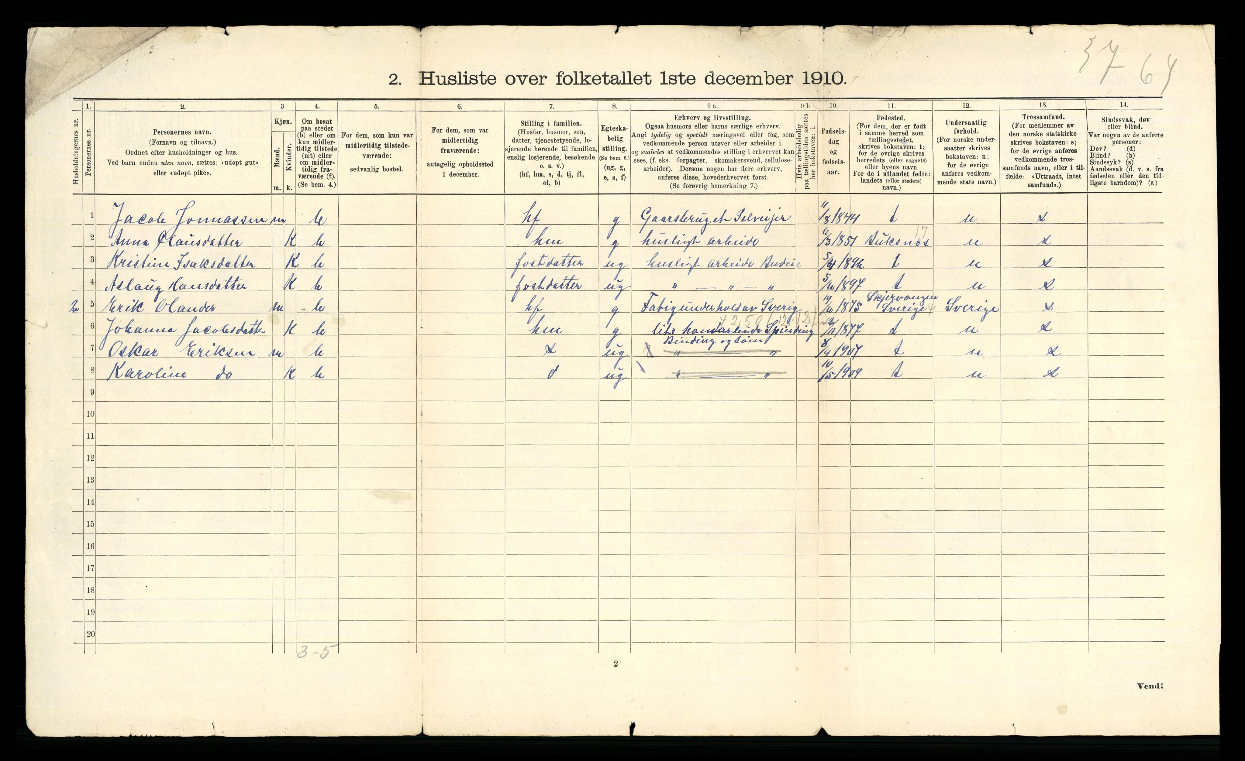 RA, 1910 census for Borge, 1910, p. 60