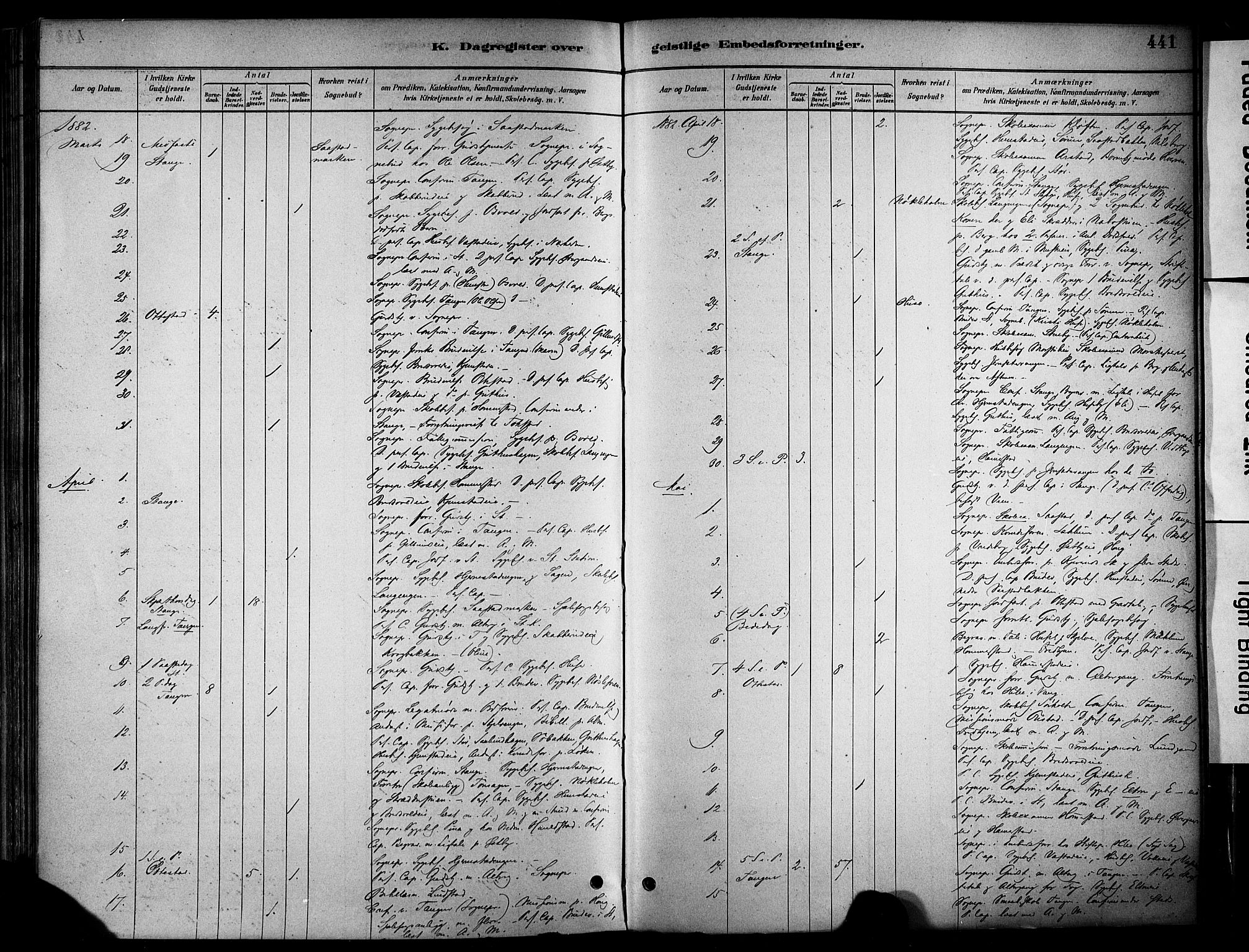 Stange prestekontor, AV/SAH-PREST-002/K/L0017: Parish register (official) no. 17, 1880-1893, p. 441