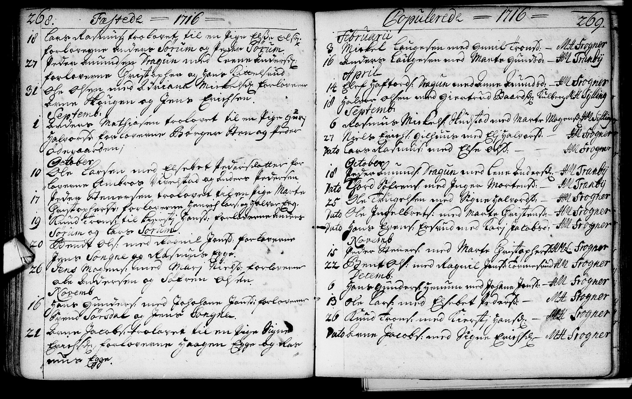 Lier kirkebøker, AV/SAKO-A-230/F/Fa/L0002: Parish register (official) no. I 2, 1701-1726, p. 268-269