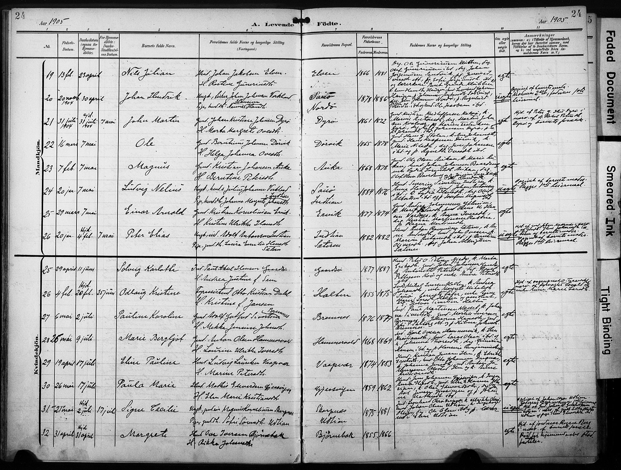 Ministerialprotokoller, klokkerbøker og fødselsregistre - Sør-Trøndelag, SAT/A-1456/640/L0580: Parish register (official) no. 640A05, 1902-1910, p. 24