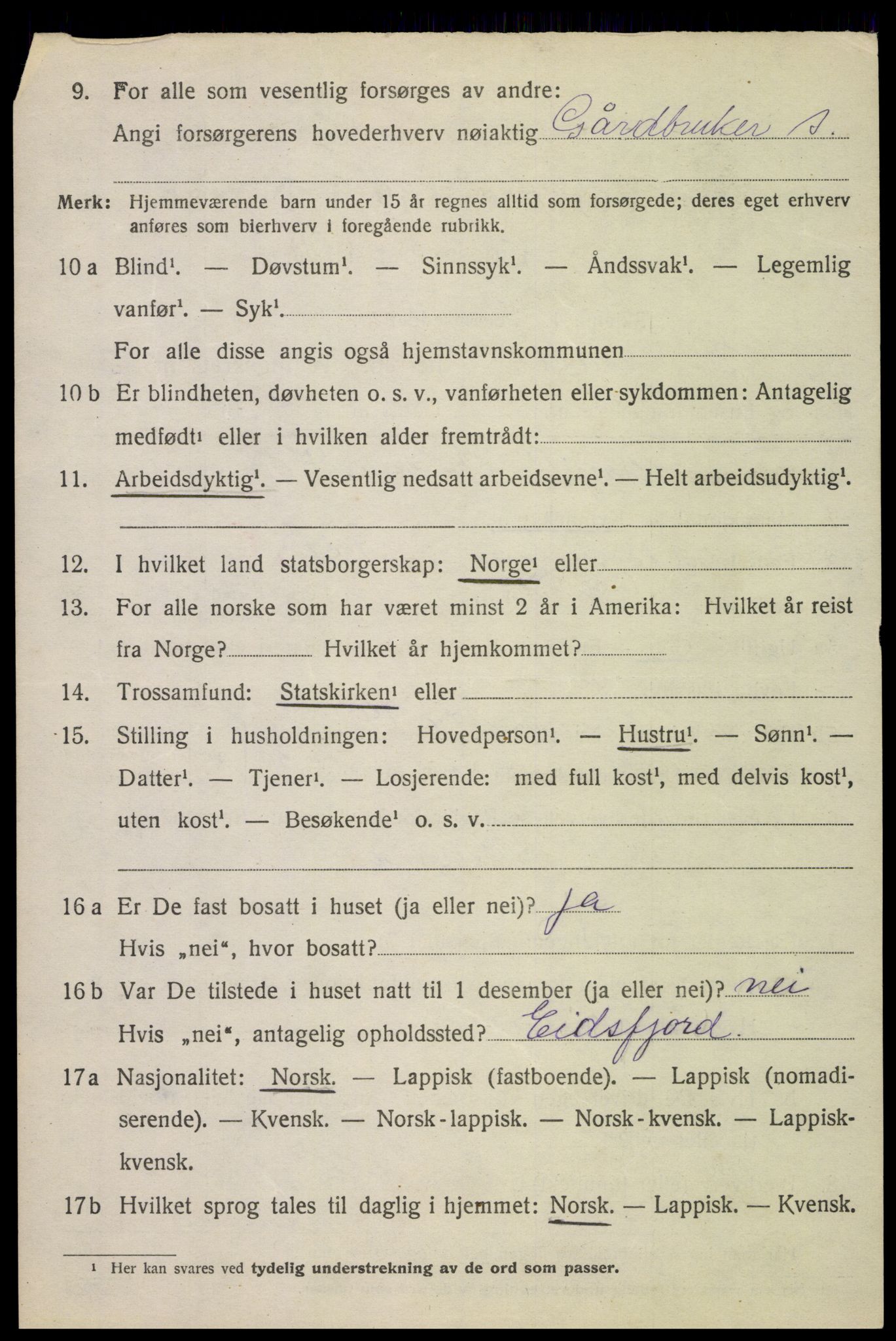 SAT, 1920 census for Bø, 1920, p. 2325