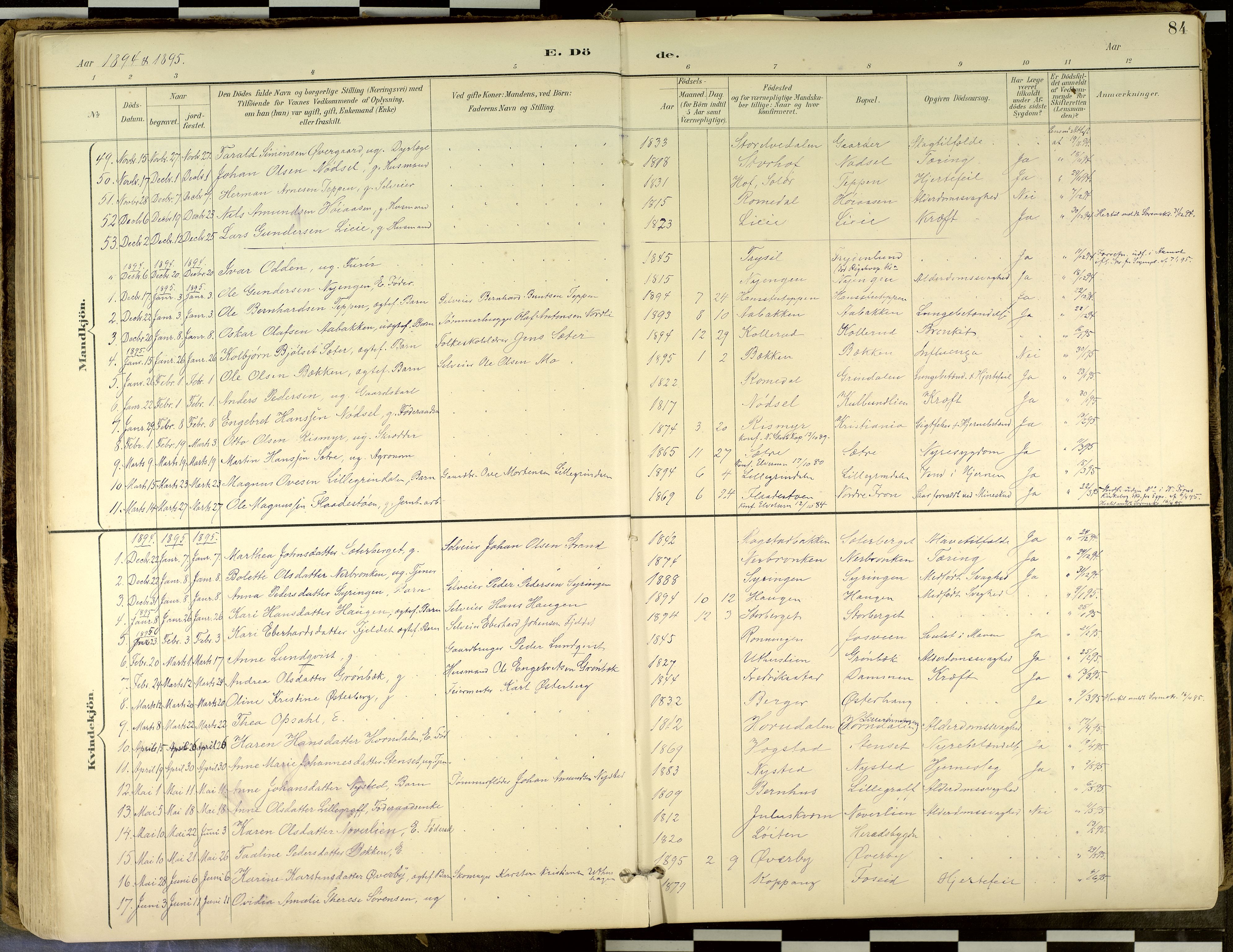 Elverum prestekontor, SAH/PREST-044/H/Ha/Haa/L0018: Parish register (official) no. 18, 1894-1914, p. 84