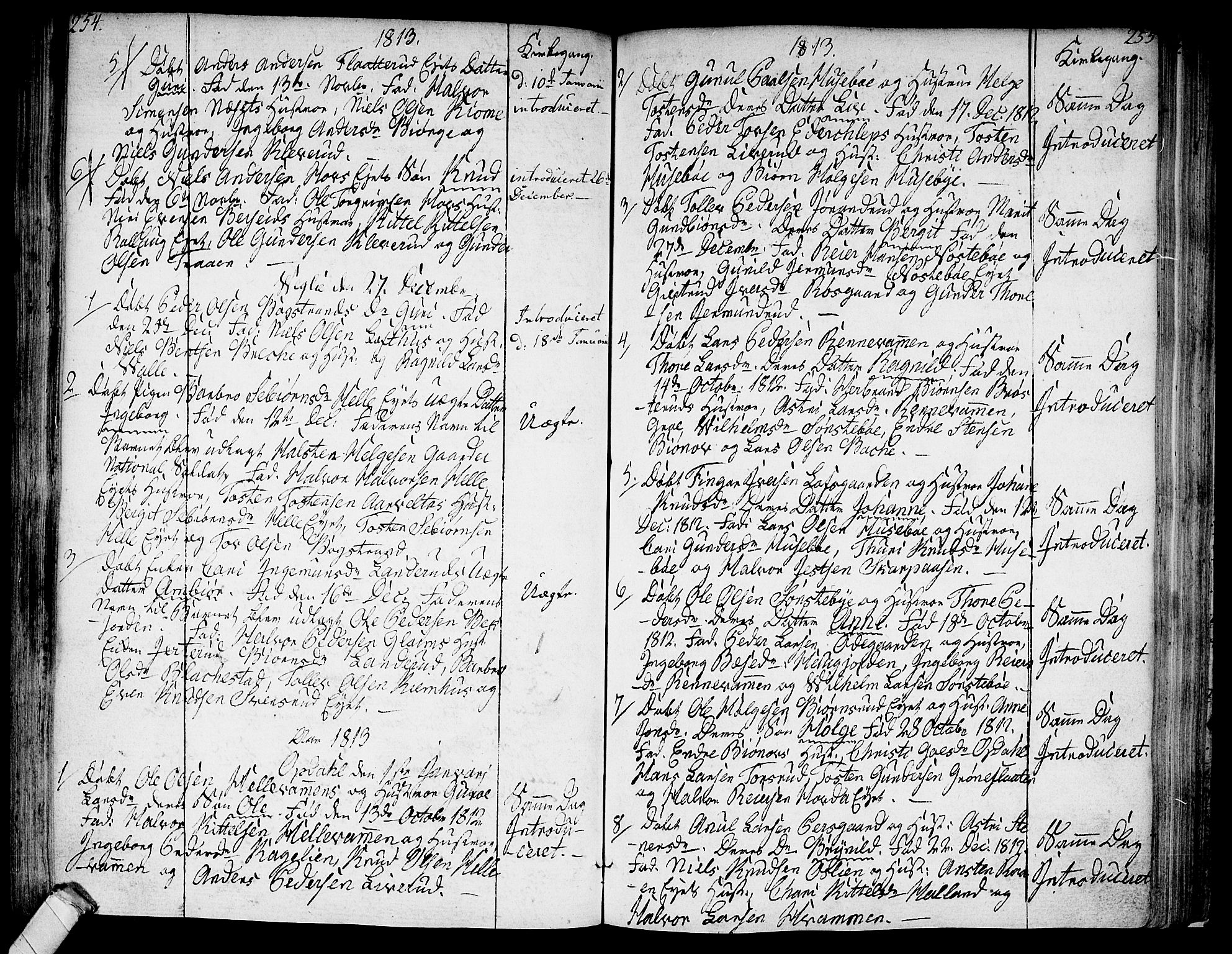 Rollag kirkebøker, AV/SAKO-A-240/F/Fa/L0005: Parish register (official) no. I 5, 1792-1814, p. 254-255