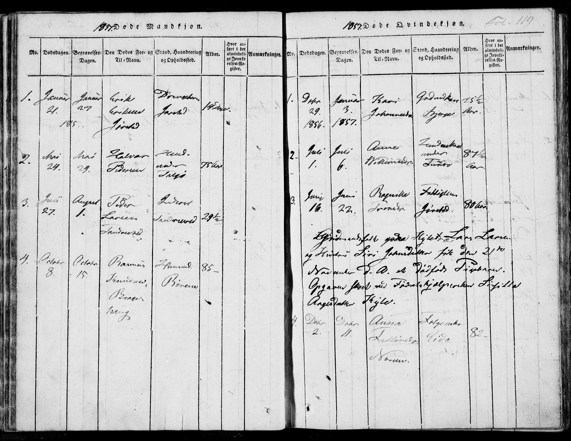 Nedstrand sokneprestkontor, AV/SAST-A-101841/01/IV: Parish register (official) no. A 7, 1816-1870, p. 119