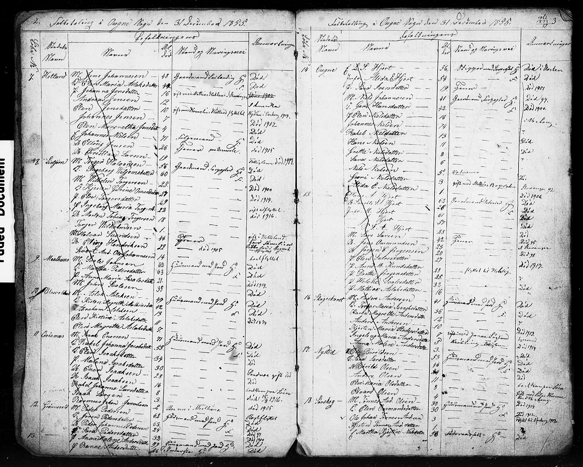 , Census 1855 for Eigersund/Ogna, 1855, p. 3