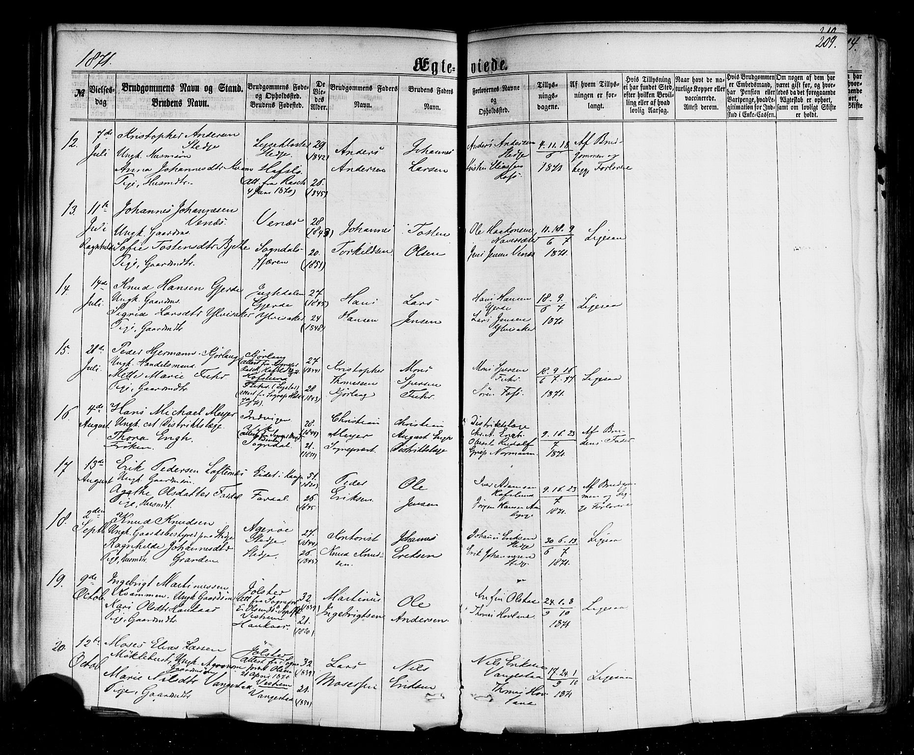 Sogndal sokneprestembete, AV/SAB-A-81301/H/Haa/Haaa/L0013: Parish register (official) no. A 13, 1859-1877, p. 209