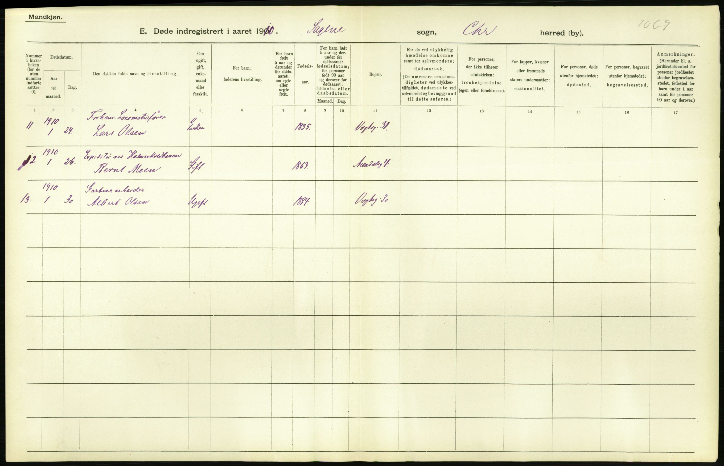 Statistisk sentralbyrå, Sosiodemografiske emner, Befolkning, RA/S-2228/D/Df/Dfa/Dfah/L0008: Kristiania: Døde, 1910, p. 948