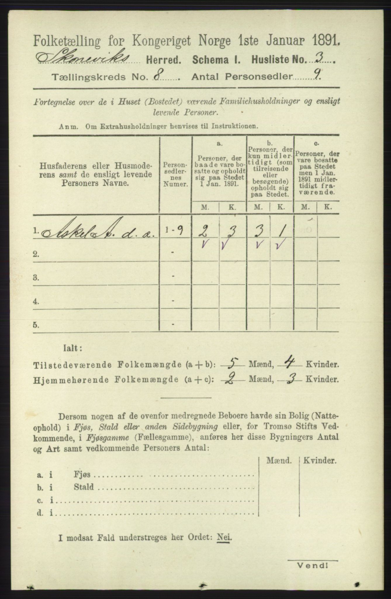 RA, 1891 census for 1212 Skånevik, 1891, p. 2133