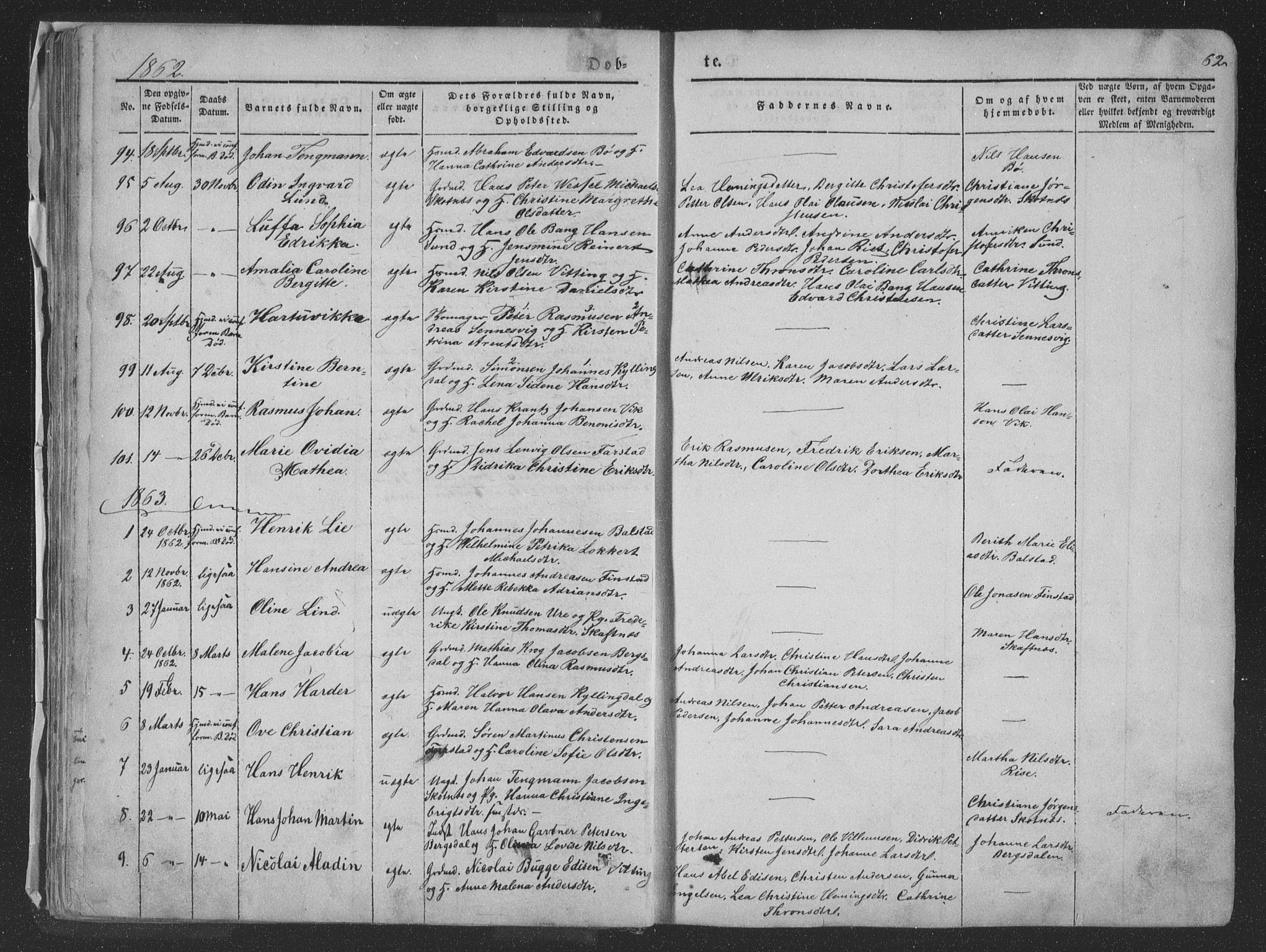 Ministerialprotokoller, klokkerbøker og fødselsregistre - Nordland, AV/SAT-A-1459/881/L1165: Parish register (copy) no. 881C02, 1854-1876, p. 62