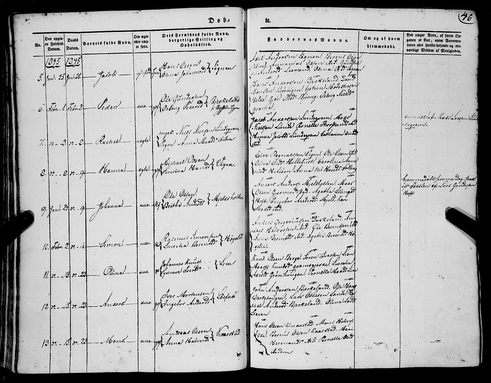Gaular sokneprestembete, SAB/A-80001/H/Haa: Parish register (official) no. A 4I, 1840-1859, p. 46