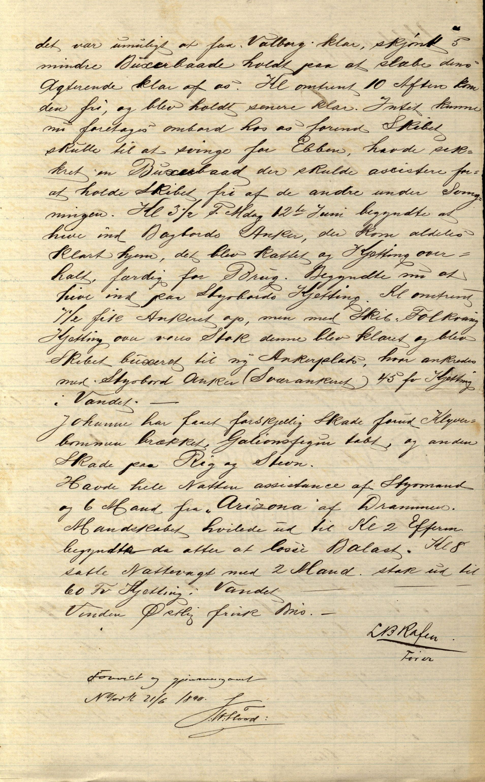 Pa 63 - Østlandske skibsassuranceforening, VEMU/A-1079/G/Ga/L0026/0009: Havaridokumenter / Rex, Resolve, Regulator, Familien, Falcon, Johanne, 1890, p. 57