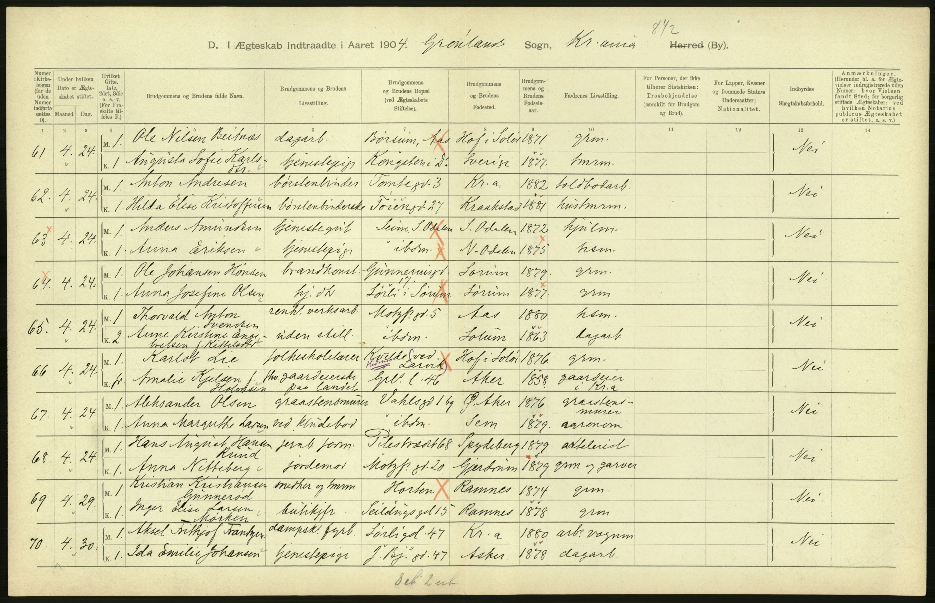 Statistisk sentralbyrå, Sosiodemografiske emner, Befolkning, AV/RA-S-2228/D/Df/Dfa/Dfab/L0004: Kristiania: Gifte, døde, 1904, p. 46