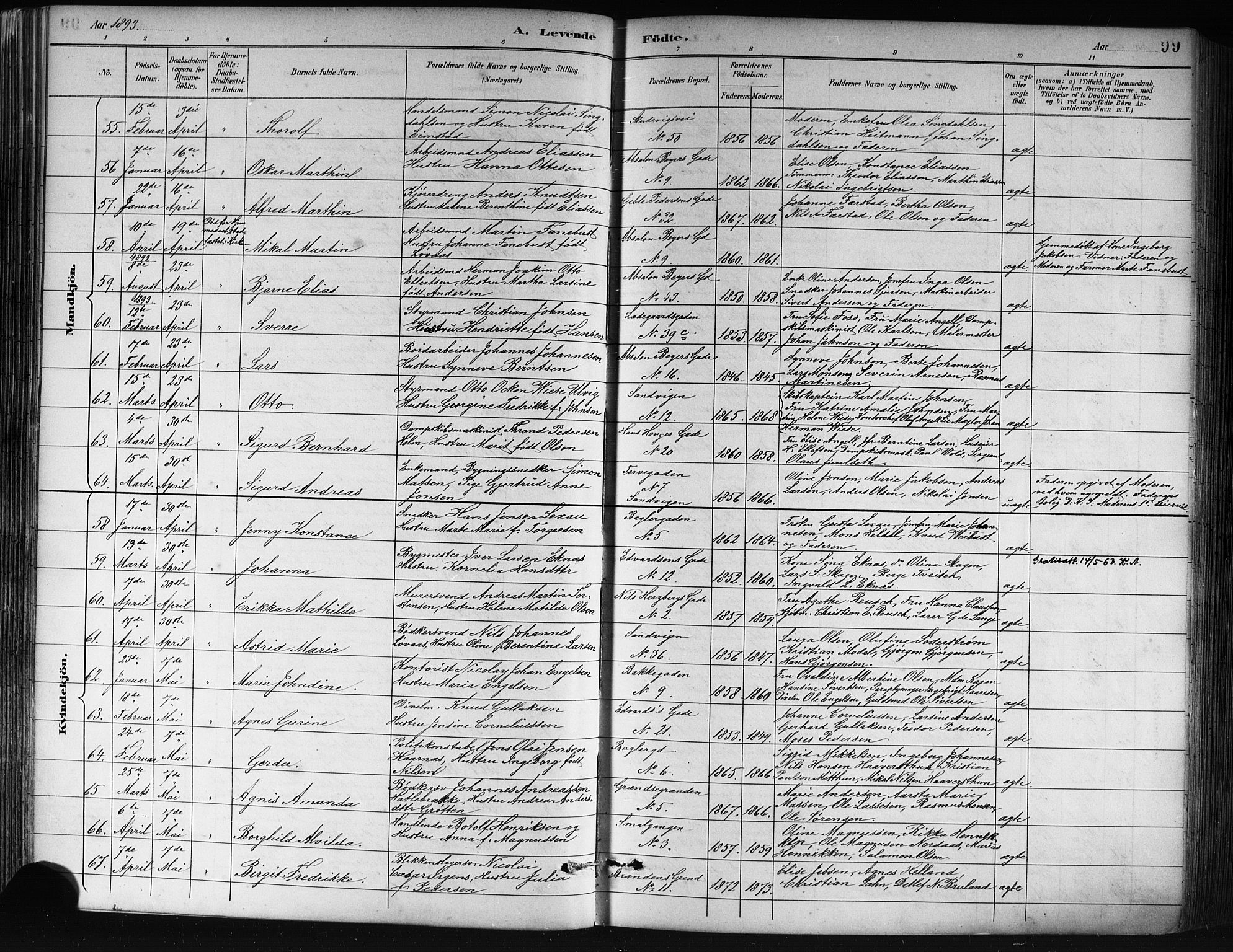 Sandviken Sokneprestembete, AV/SAB-A-77601/H/Hb/L0002: Parish register (copy) no. A 3, 1888-1902, p. 99