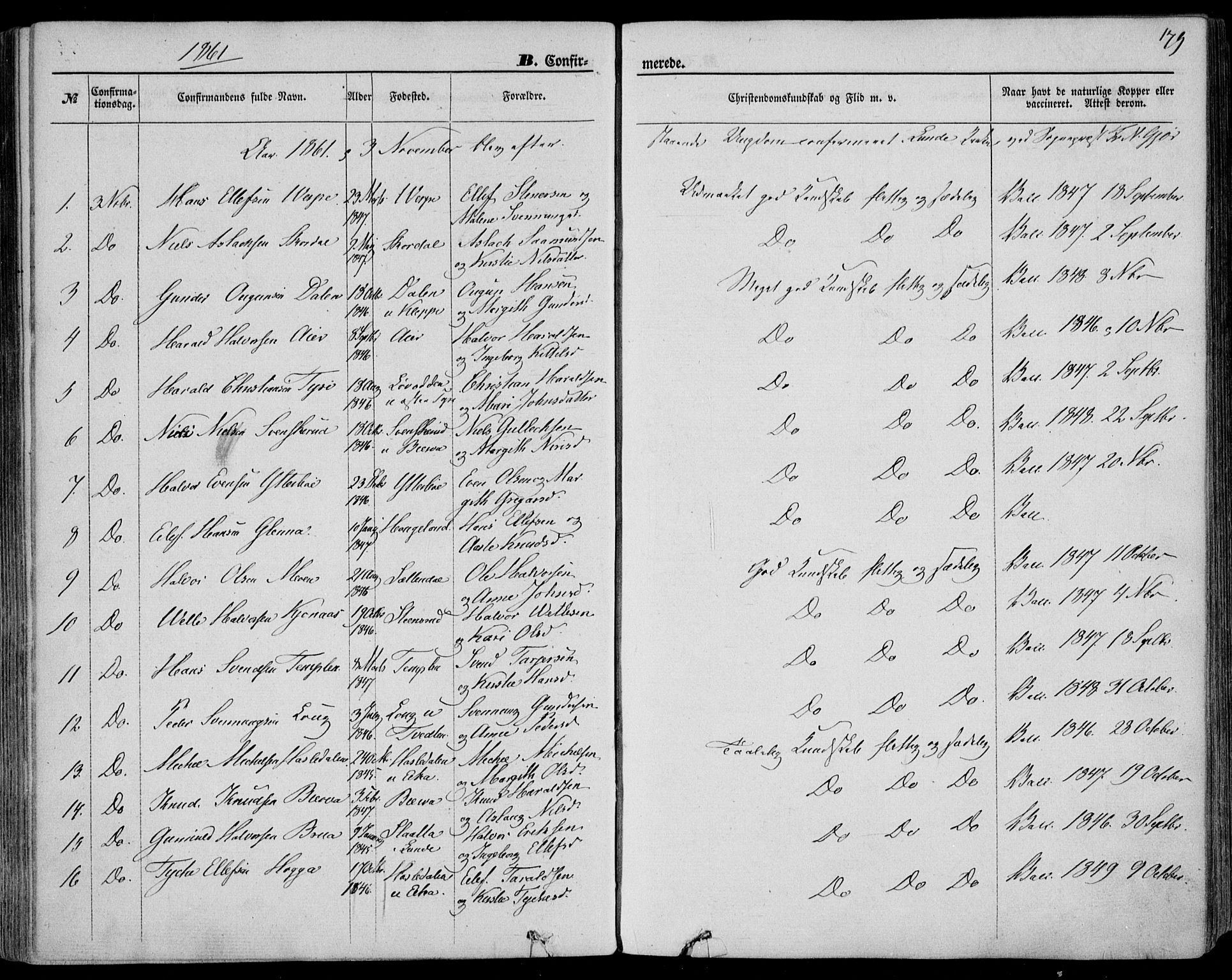 Bø kirkebøker, SAKO/A-257/F/Fa/L0009: Parish register (official) no. 9, 1862-1879, p. 179