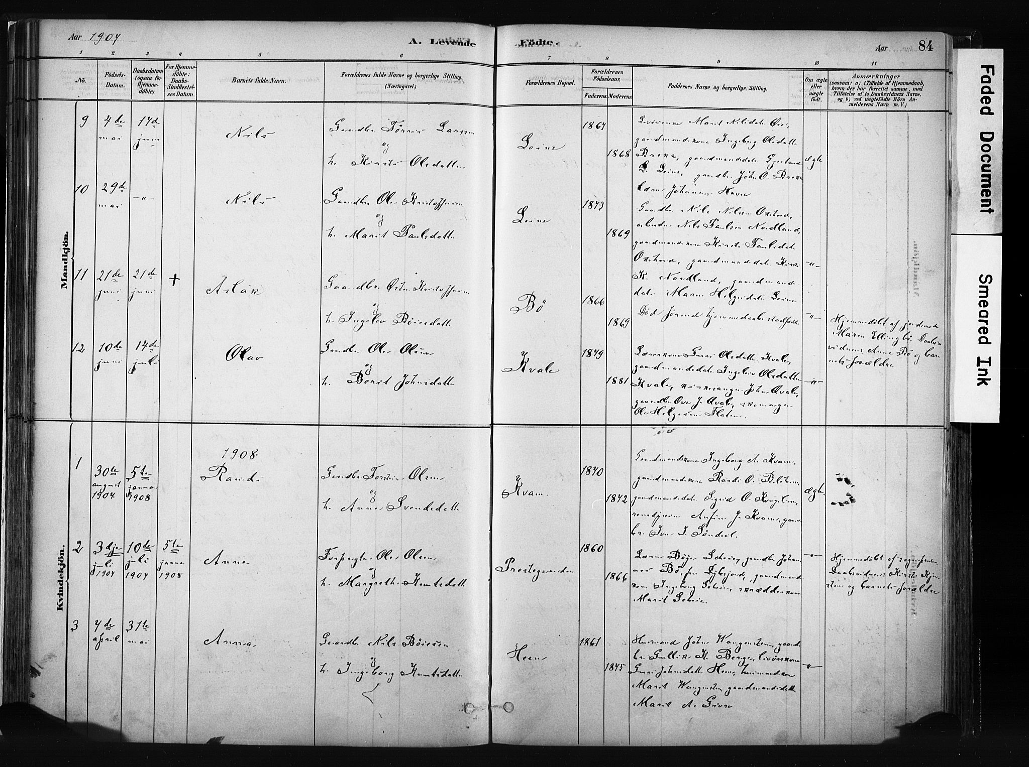 Vang prestekontor, Valdres, SAH/PREST-140/H/Ha/L0008: Parish register (official) no. 8, 1882-1910, p. 84
