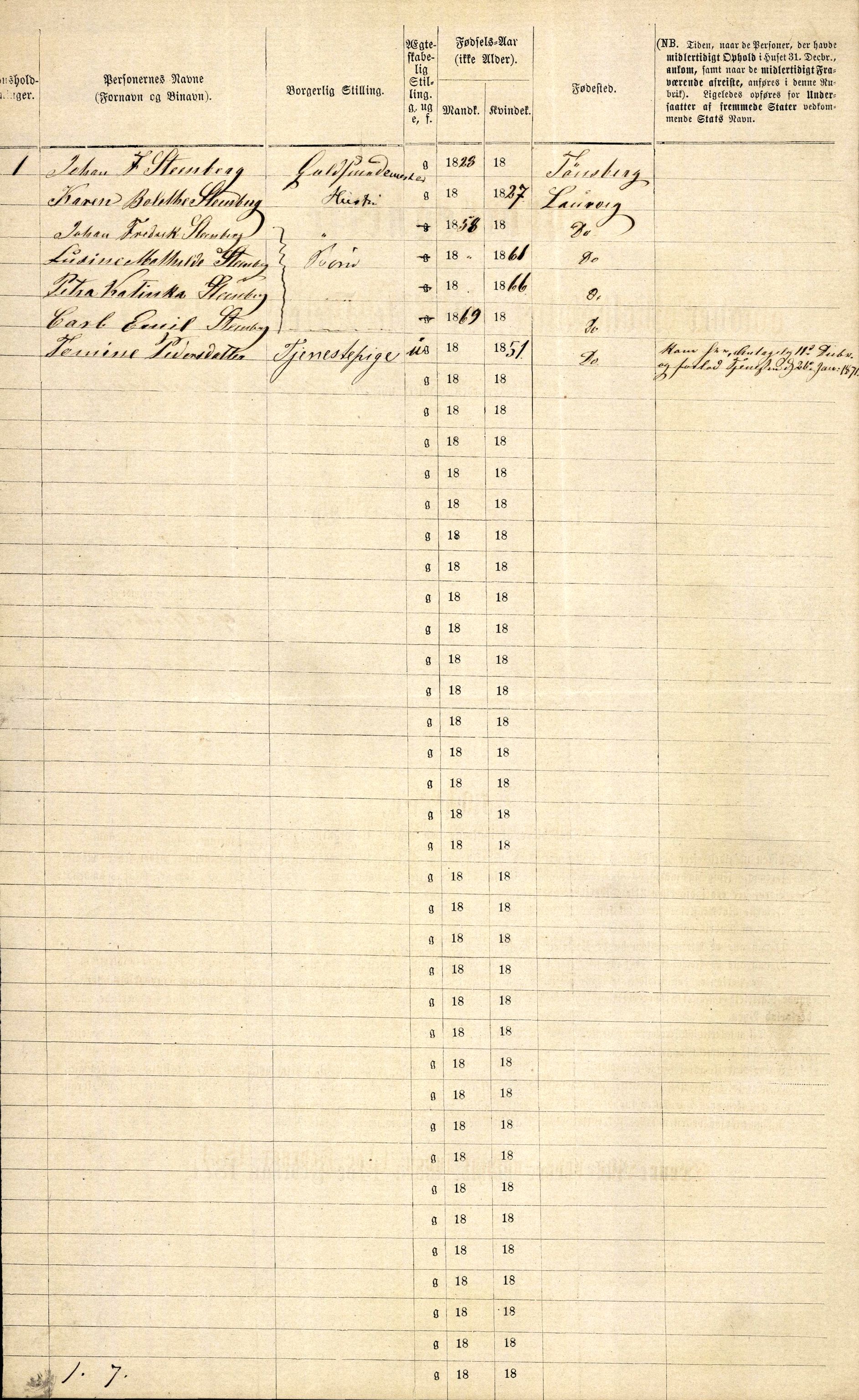 RA, 1870 census for 0707 Larvik, 1870, p. 428