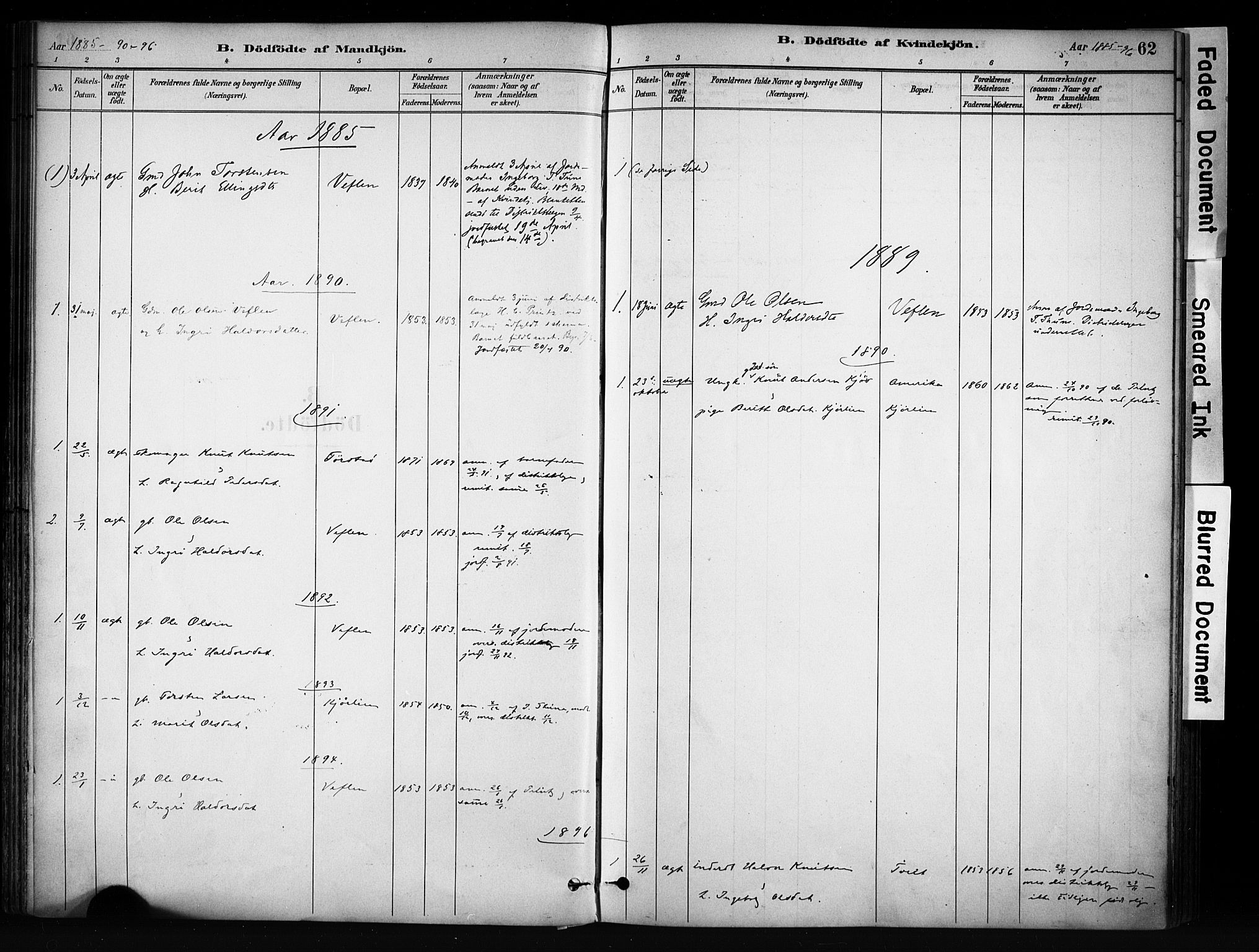 Vang prestekontor, Valdres, SAH/PREST-140/H/Ha/L0009: Parish register (official) no. 9, 1882-1914, p. 62