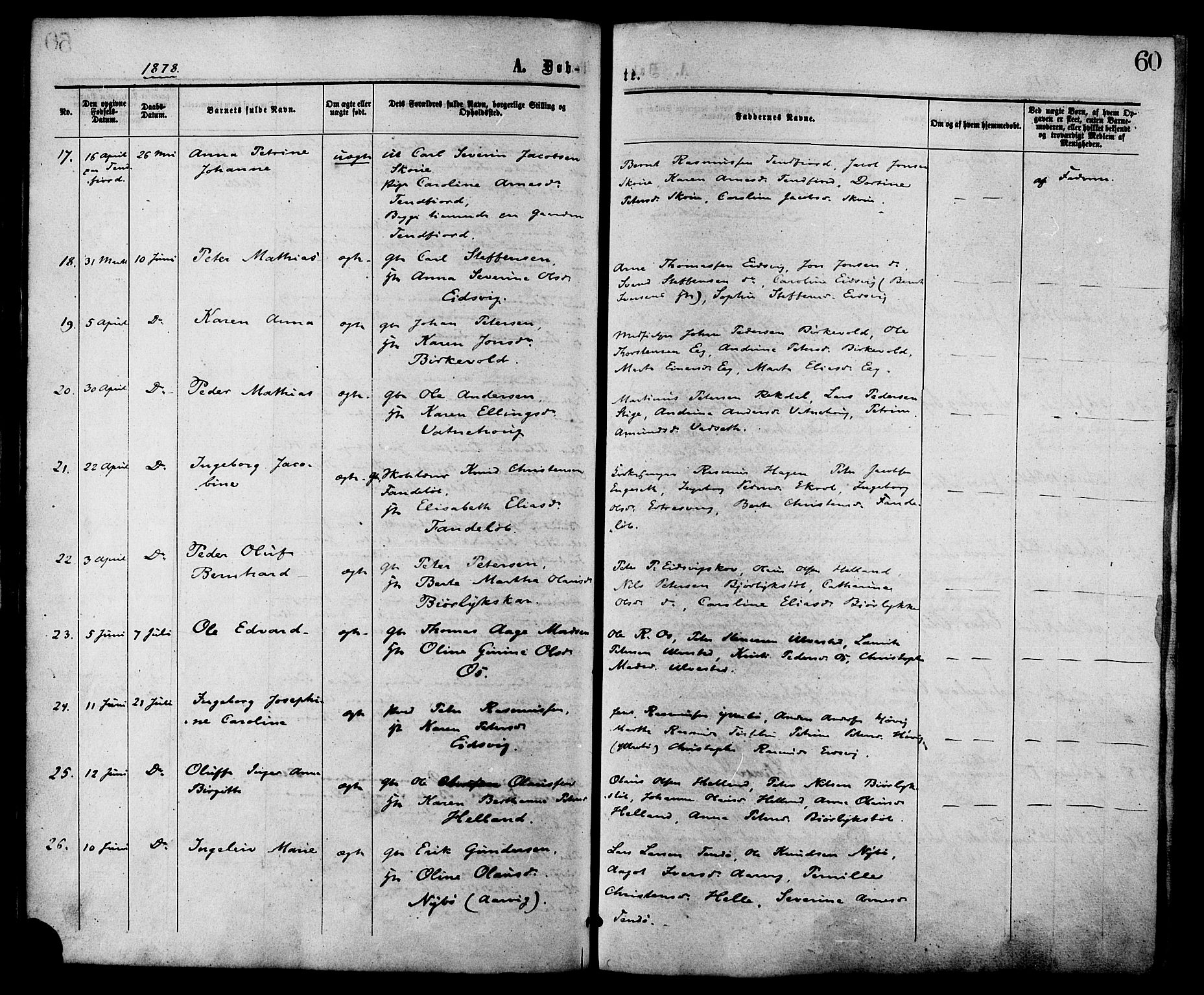 Ministerialprotokoller, klokkerbøker og fødselsregistre - Møre og Romsdal, AV/SAT-A-1454/525/L0373: Parish register (official) no. 525A03, 1864-1879, p. 60