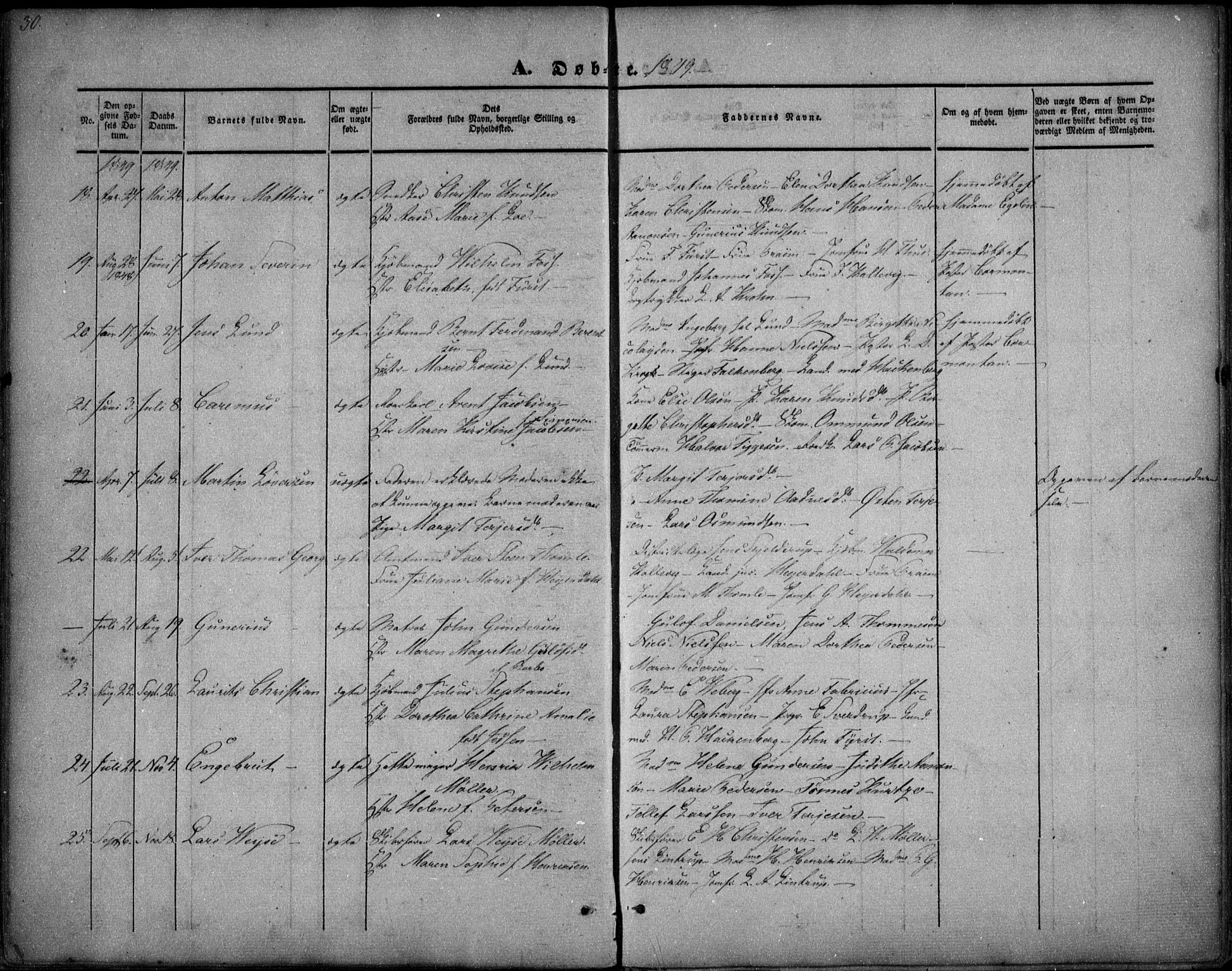 Arendal sokneprestkontor, Trefoldighet, SAK/1111-0040/F/Fa/L0005: Parish register (official) no. A 5, 1838-1854, p. 30