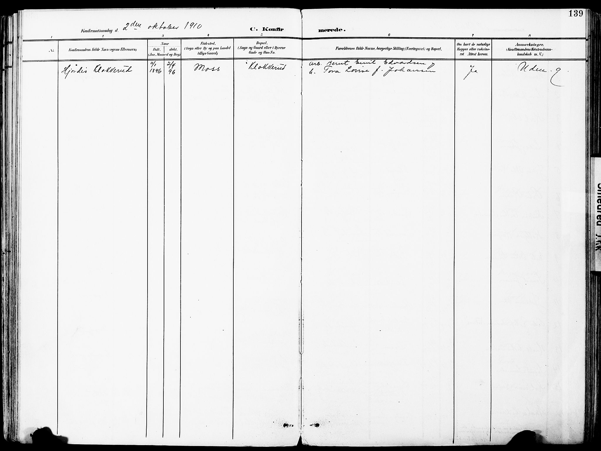 Vestby prestekontor Kirkebøker, AV/SAO-A-10893/F/Fa/L0010: Parish register (official) no. I 10, 1900-1926, p. 139