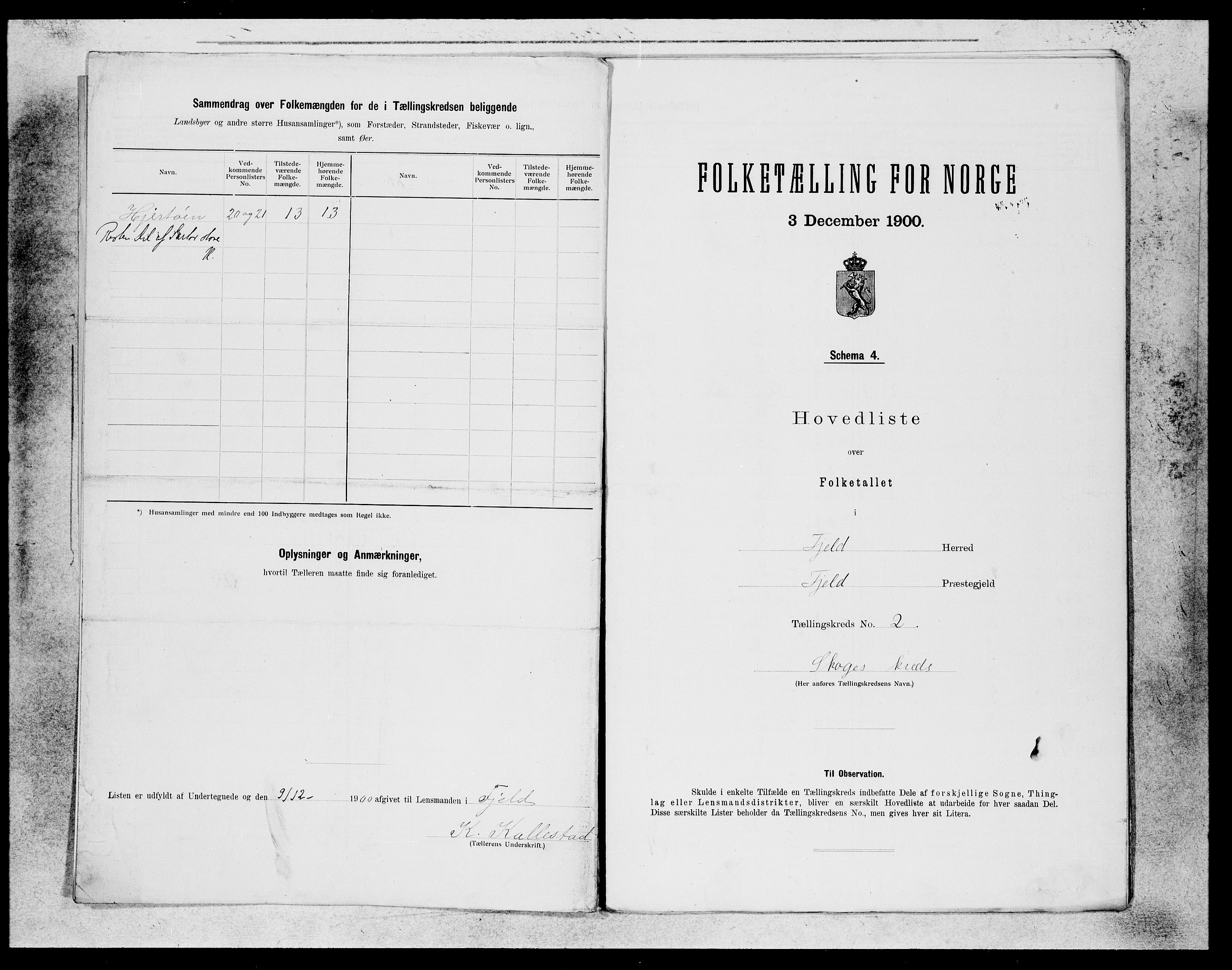 SAB, 1900 census for Fjell, 1900, p. 3