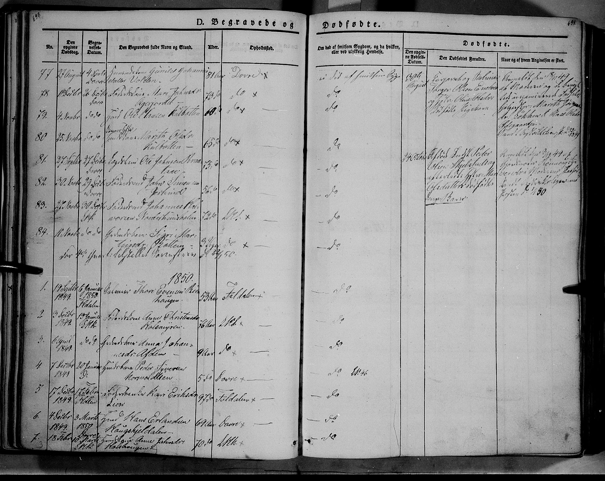 Lesja prestekontor, SAH/PREST-068/H/Ha/Haa/L0006: Parish register (official) no. 6B, 1843-1854, p. 690-691