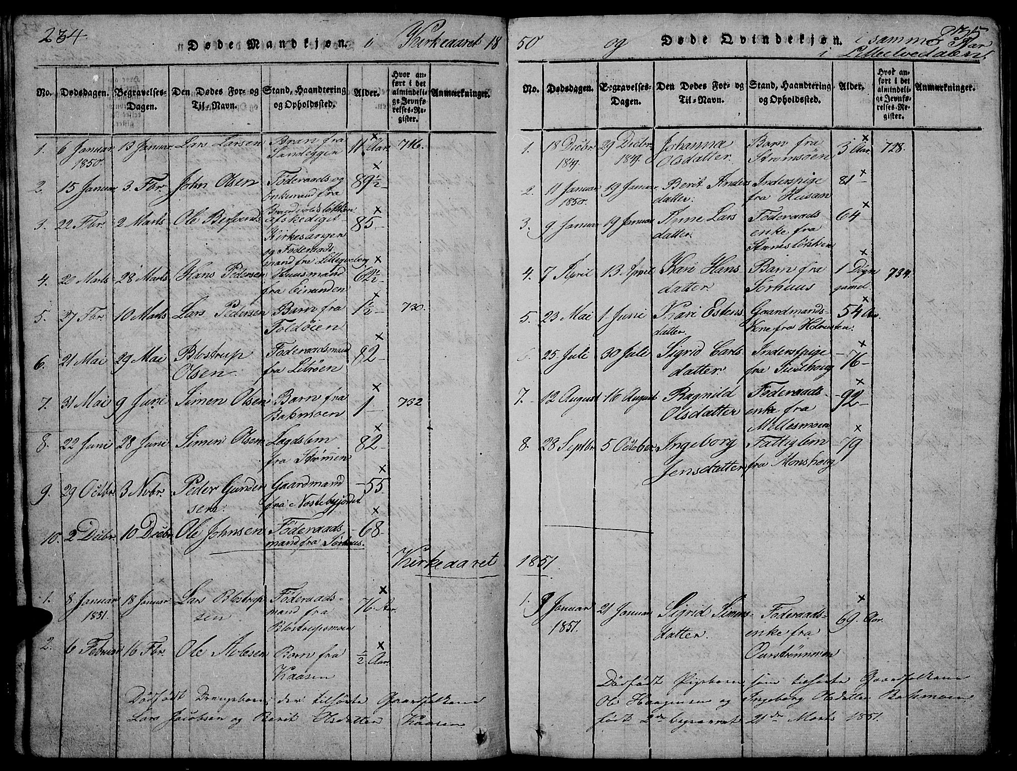 Tynset prestekontor, SAH/PREST-058/H/Ha/Hab/L0002: Parish register (copy) no. 2, 1814-1862, p. 234-235