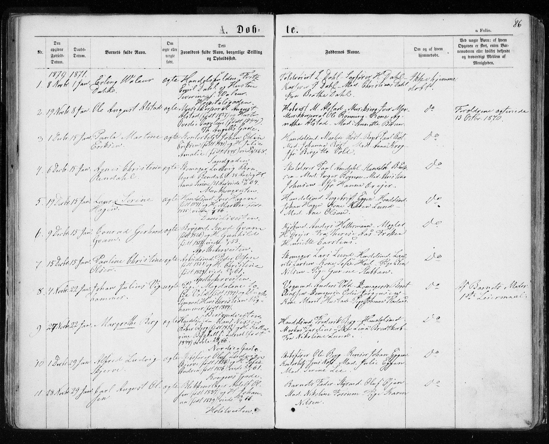 Ministerialprotokoller, klokkerbøker og fødselsregistre - Sør-Trøndelag, SAT/A-1456/601/L0054: Parish register (official) no. 601A22, 1866-1877, p. 86