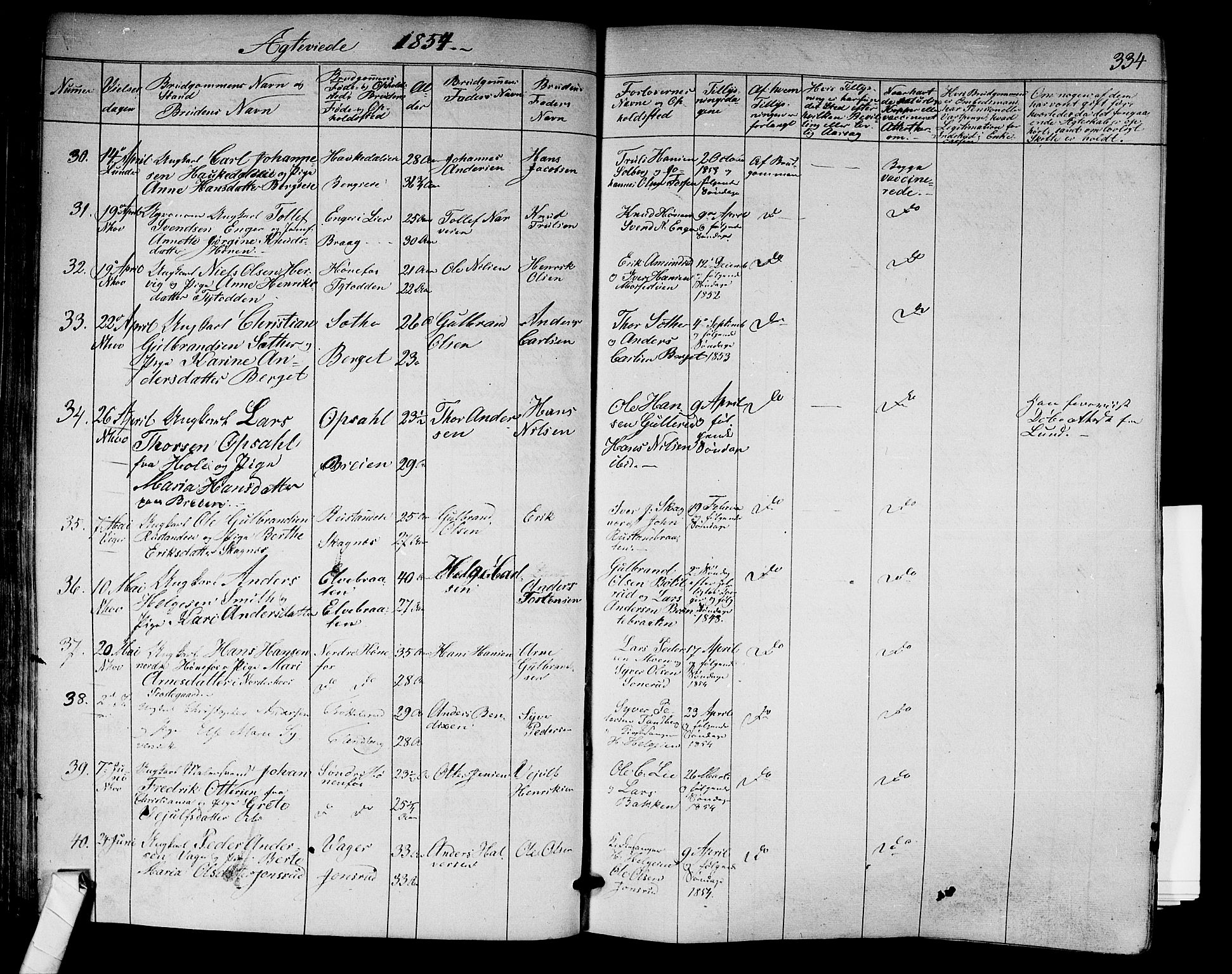 Norderhov kirkebøker, SAKO/A-237/F/Fa/L0011: Parish register (official) no. 11, 1847-1856, p. 334