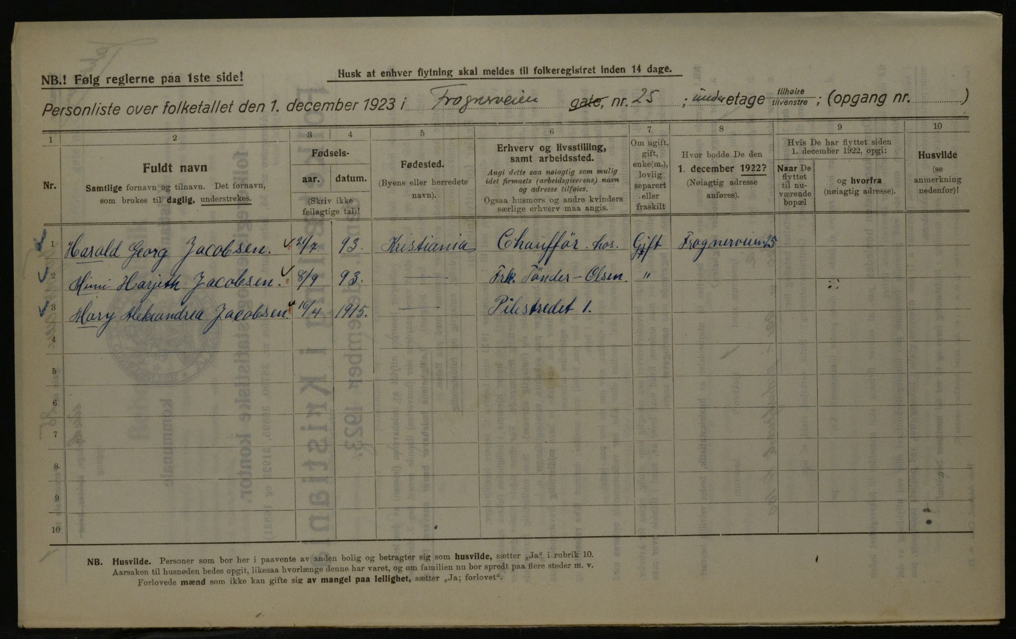 OBA, Municipal Census 1923 for Kristiania, 1923, p. 30935