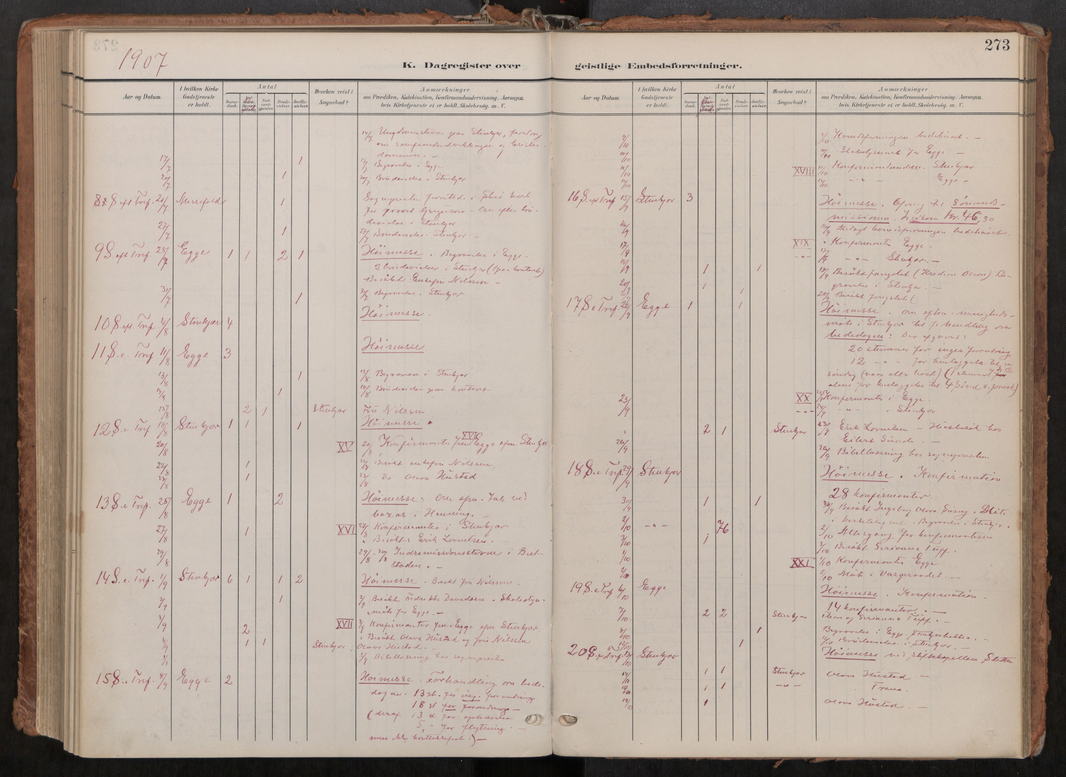 Steinkjer sokneprestkontor, AV/SAT-A-1541/01/H/Ha/Haa/L0001: Parish register (official) no. 1, 1904-1912, p. 273