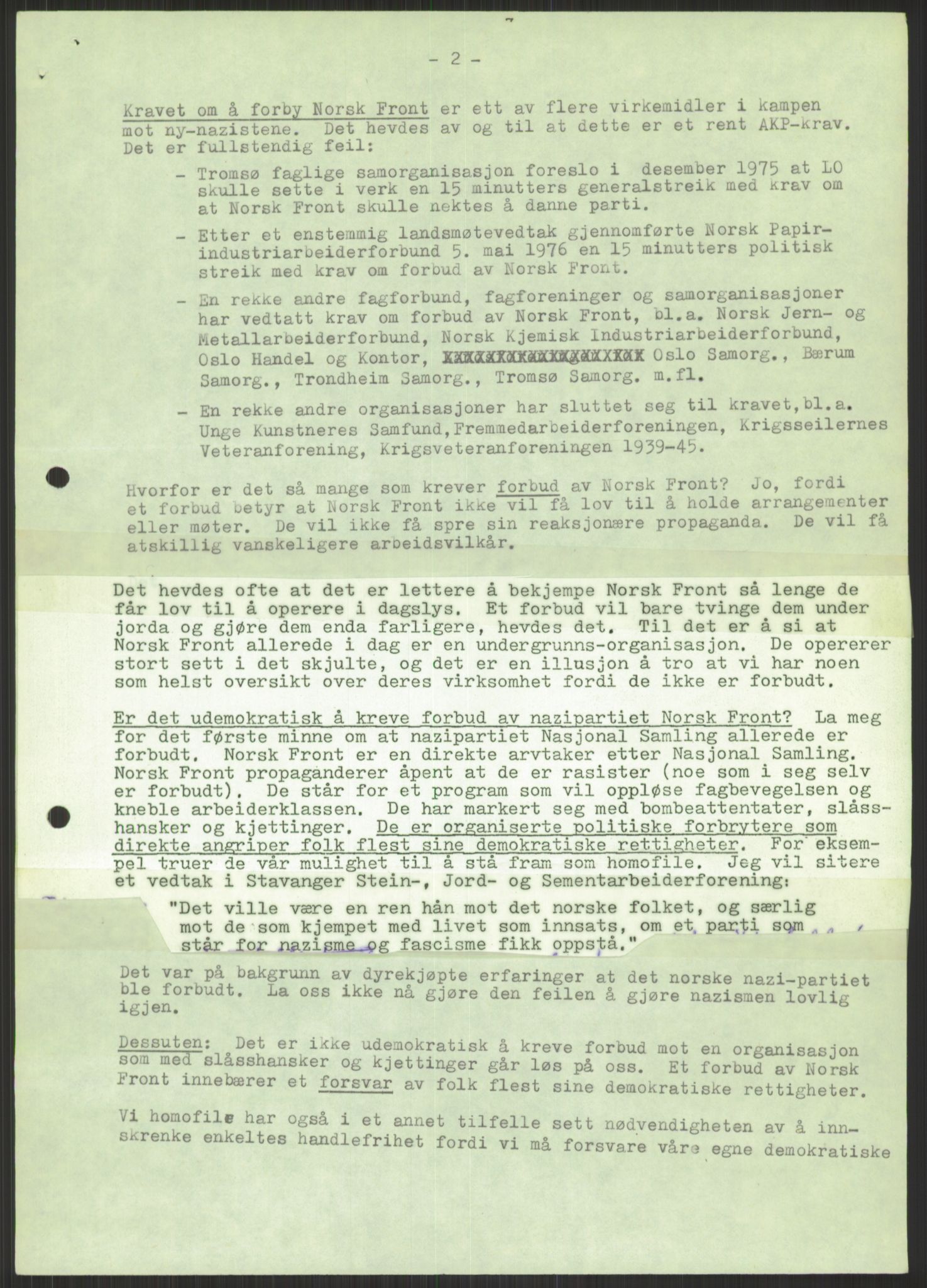 Det Norske Forbundet av 1948/Landsforeningen for Lesbisk og Homofil Frigjøring, AV/RA-PA-1216/D/Dd/L0001: Diskriminering, 1973-1991, p. 1119