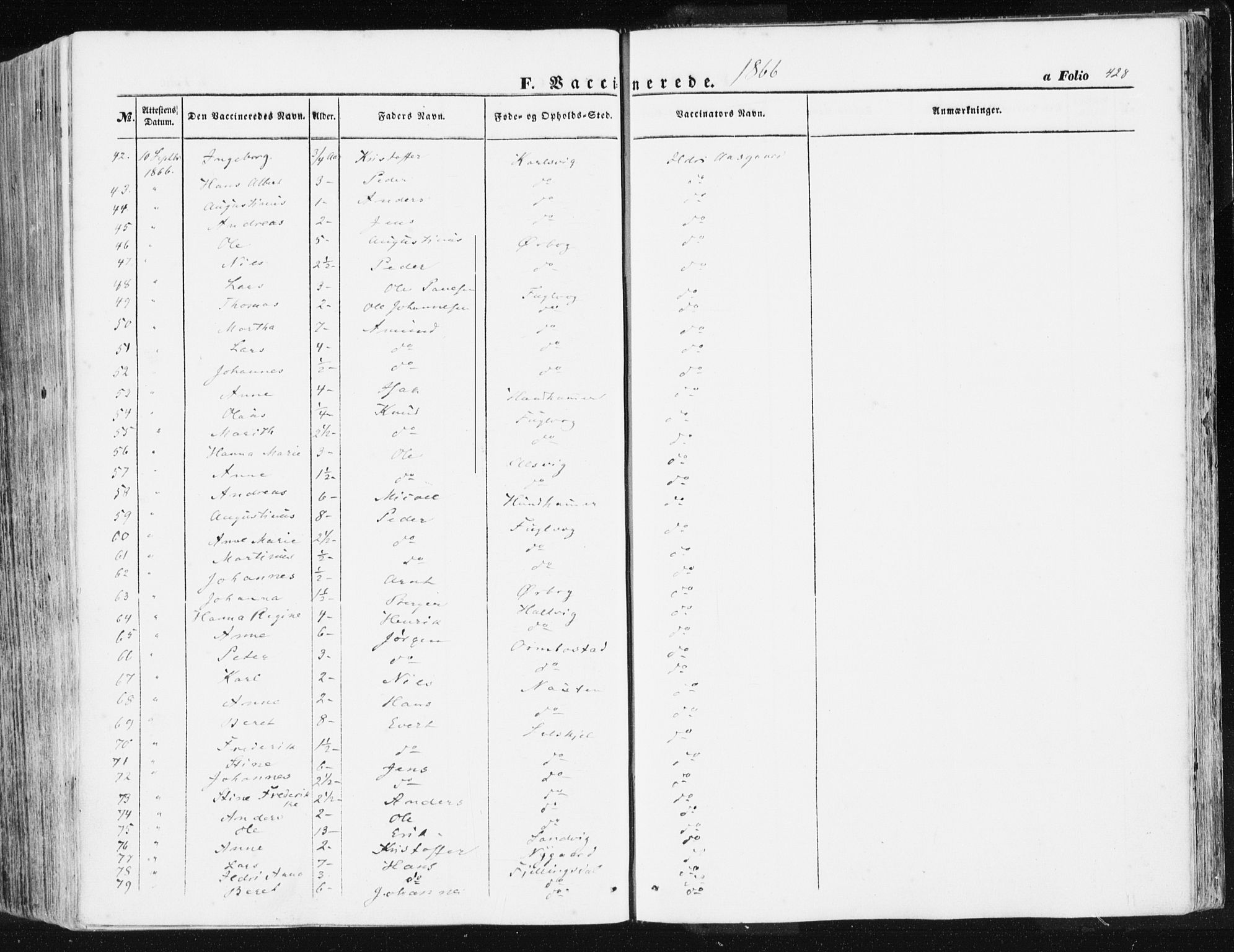 Ministerialprotokoller, klokkerbøker og fødselsregistre - Møre og Romsdal, AV/SAT-A-1454/581/L0937: Parish register (official) no. 581A05, 1853-1872, p. 428