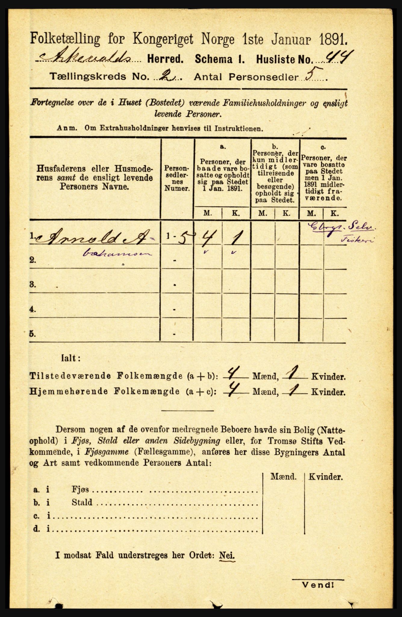 RA, 1891 census for 1428 Askvoll, 1891, p. 412