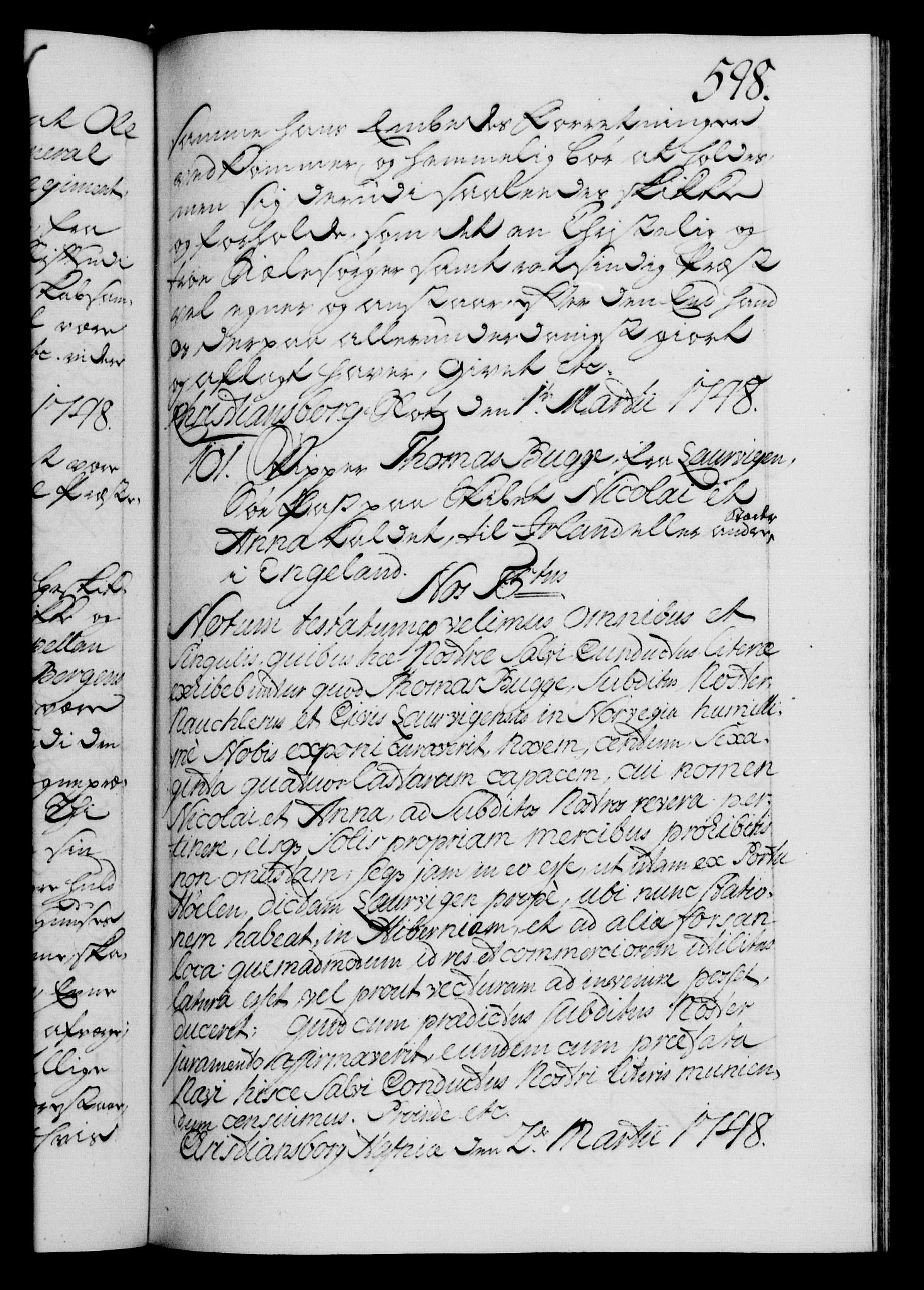 Danske Kanselli 1572-1799, AV/RA-EA-3023/F/Fc/Fca/Fcaa/L0035: Norske registre, 1746-1748, p. 598a