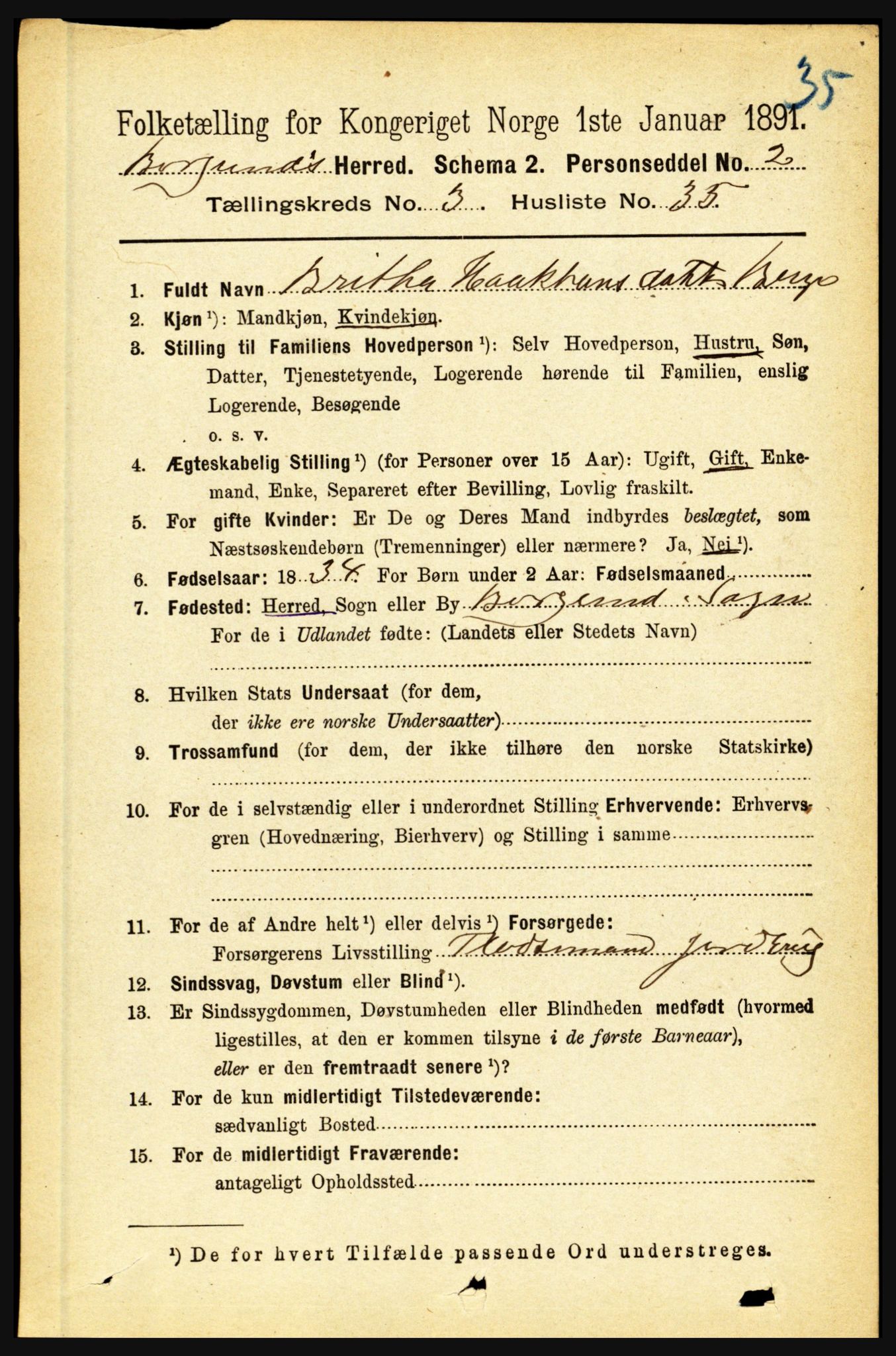 RA, 1891 census for 1423 Borgund, 1891, p. 787