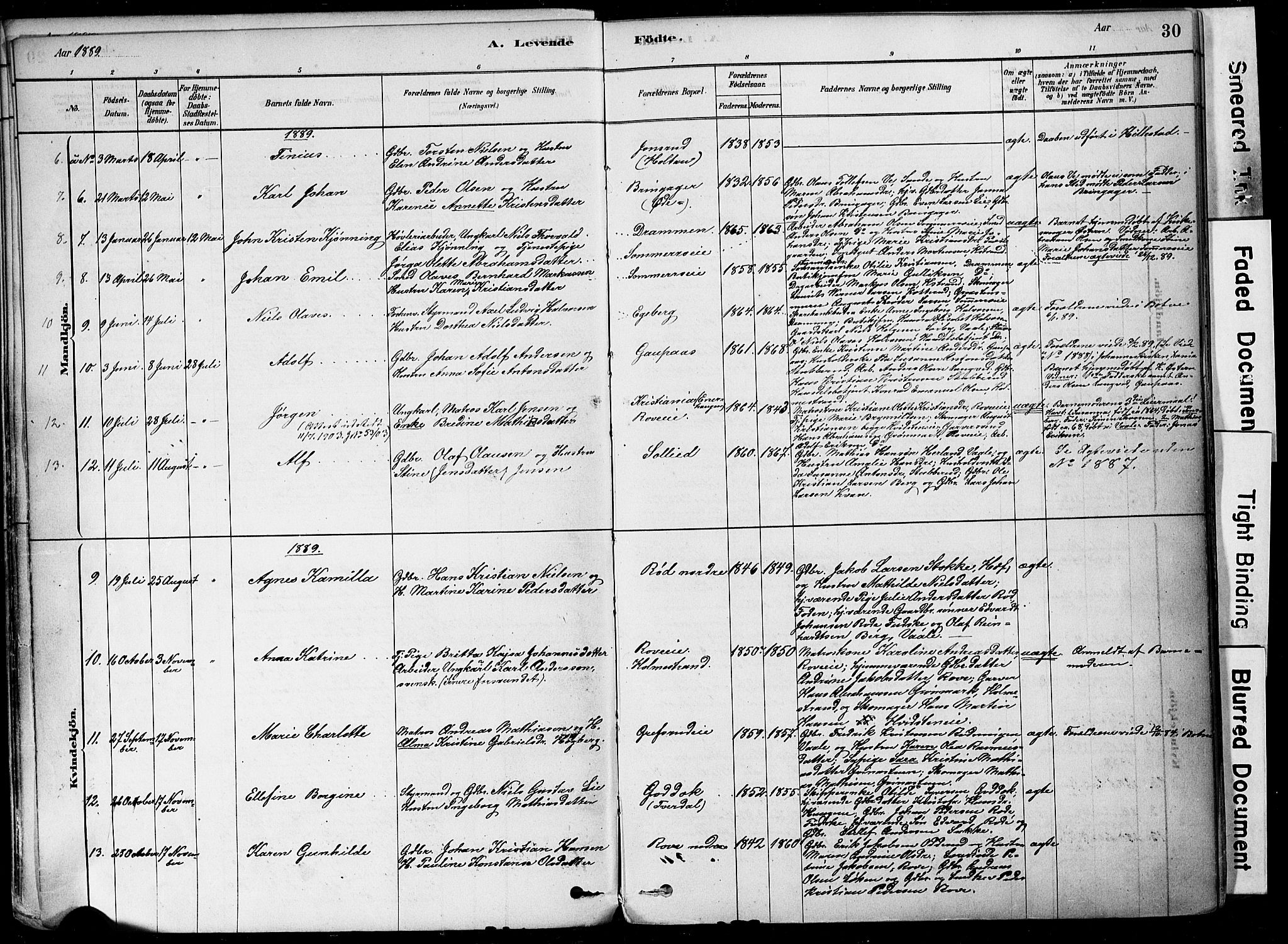 Botne kirkebøker, AV/SAKO-A-340/F/Fa/L0007: Parish register (official) no. I 7, 1878-1910, p. 30