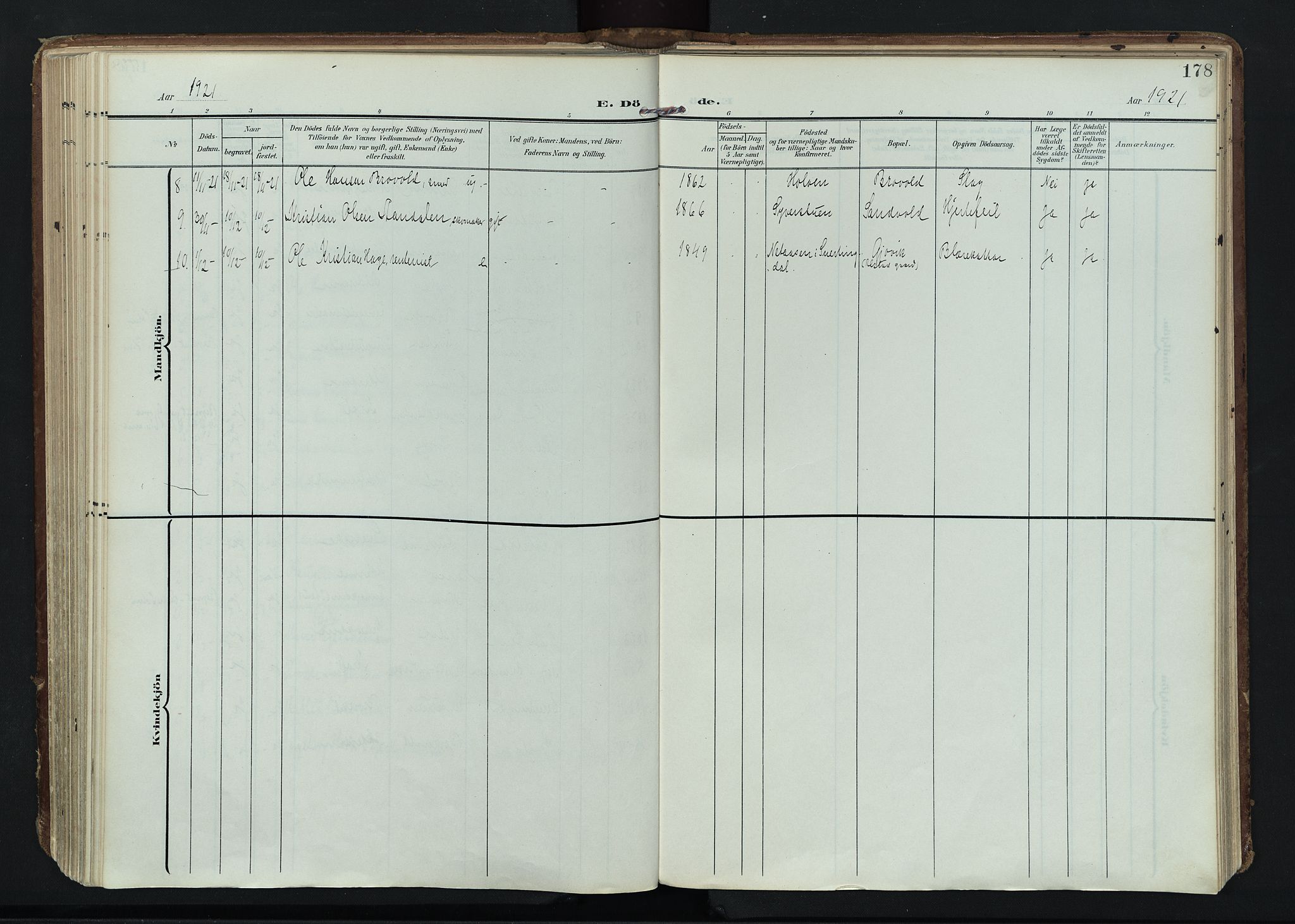 Vardal prestekontor, AV/SAH-PREST-100/H/Ha/Haa/L0020: Parish register (official) no. 20, 1907-1921, p. 178