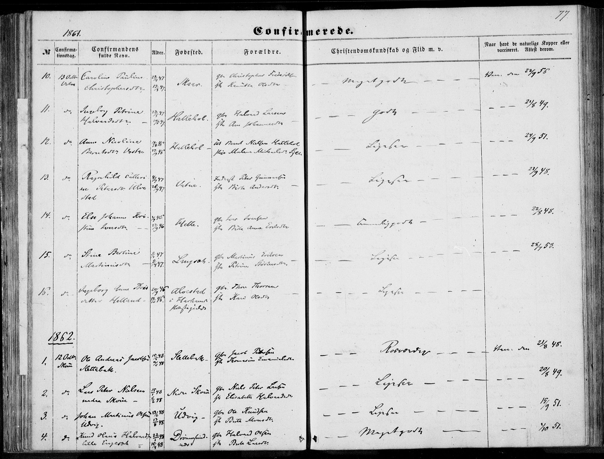 Ministerialprotokoller, klokkerbøker og fødselsregistre - Møre og Romsdal, AV/SAT-A-1454/524/L0354: Parish register (official) no. 524A06, 1857-1863, p. 77