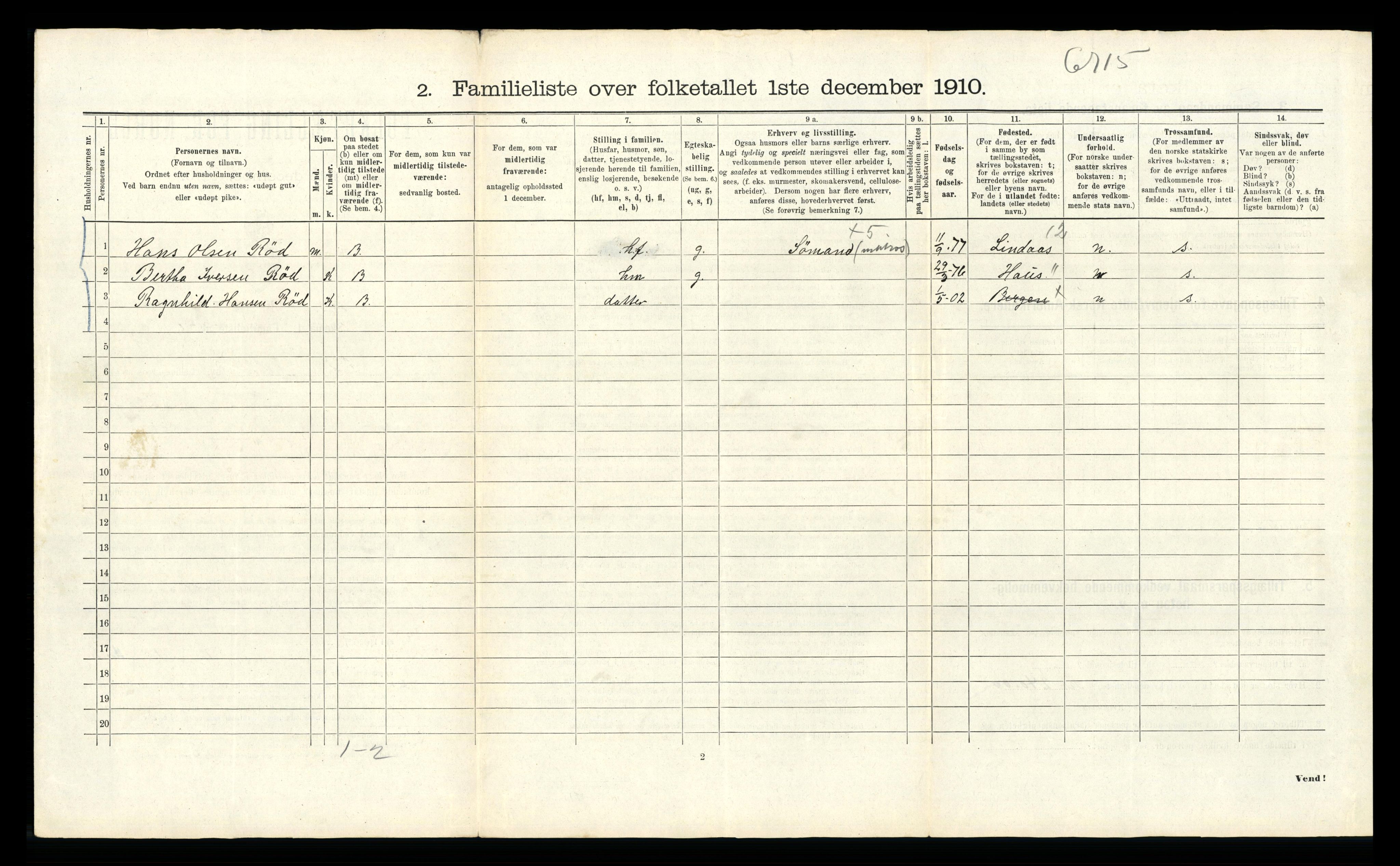 RA, 1910 census for Bergen, 1910, p. 35010