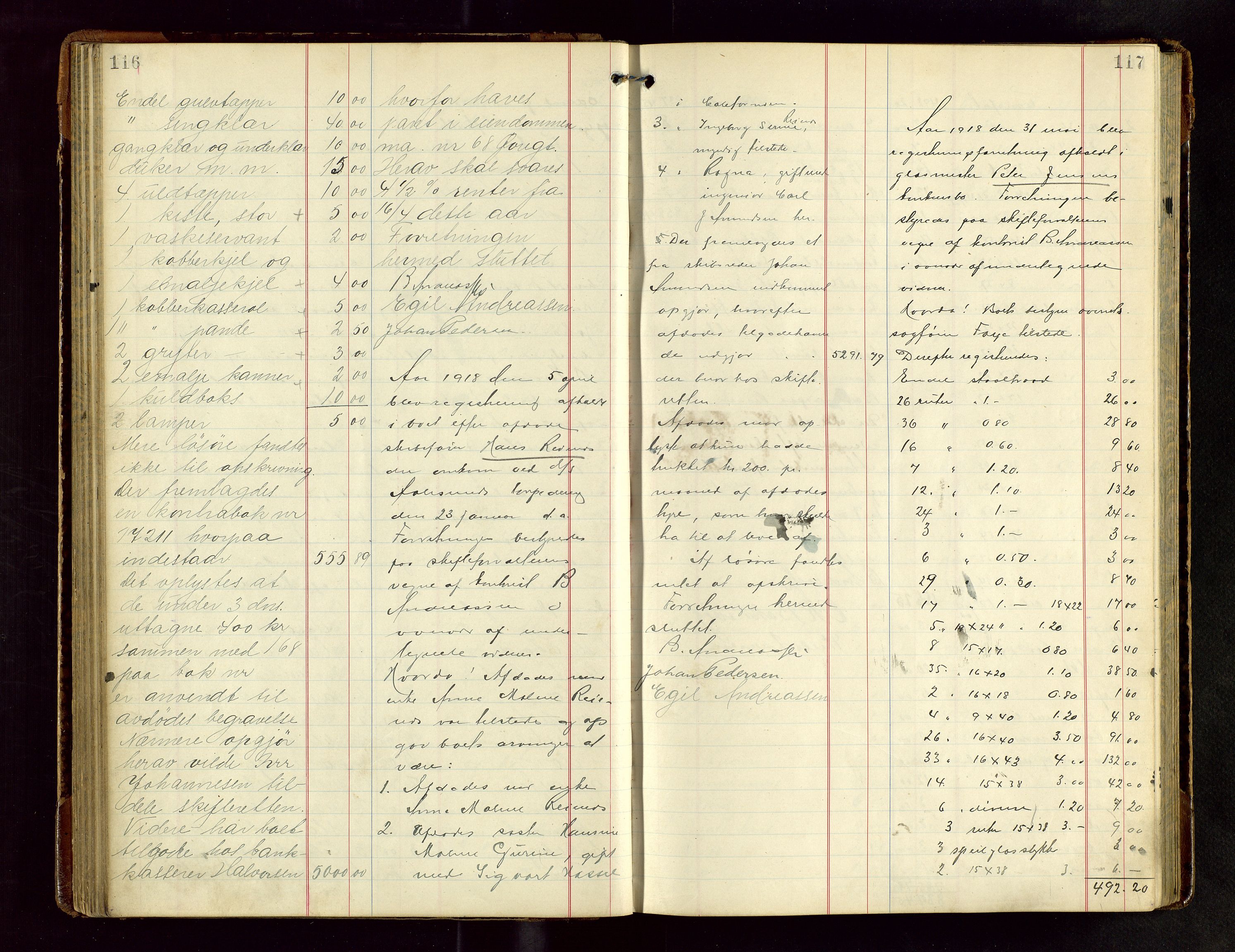 Haugesund tingrett, AV/SAST-A-101415/01/IV/IVB/L0004: Skifteregistreringsprotokoll, med register, 1914-1923, p. 116-117